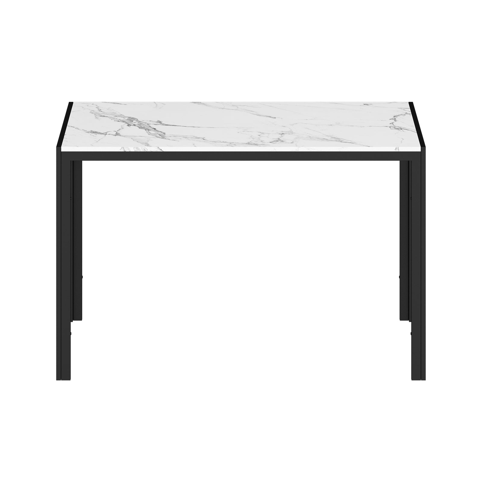 Oikiture 120cm Dining Table Rectangular Kitchen Table with Metal Leg White&Black - Sunyee