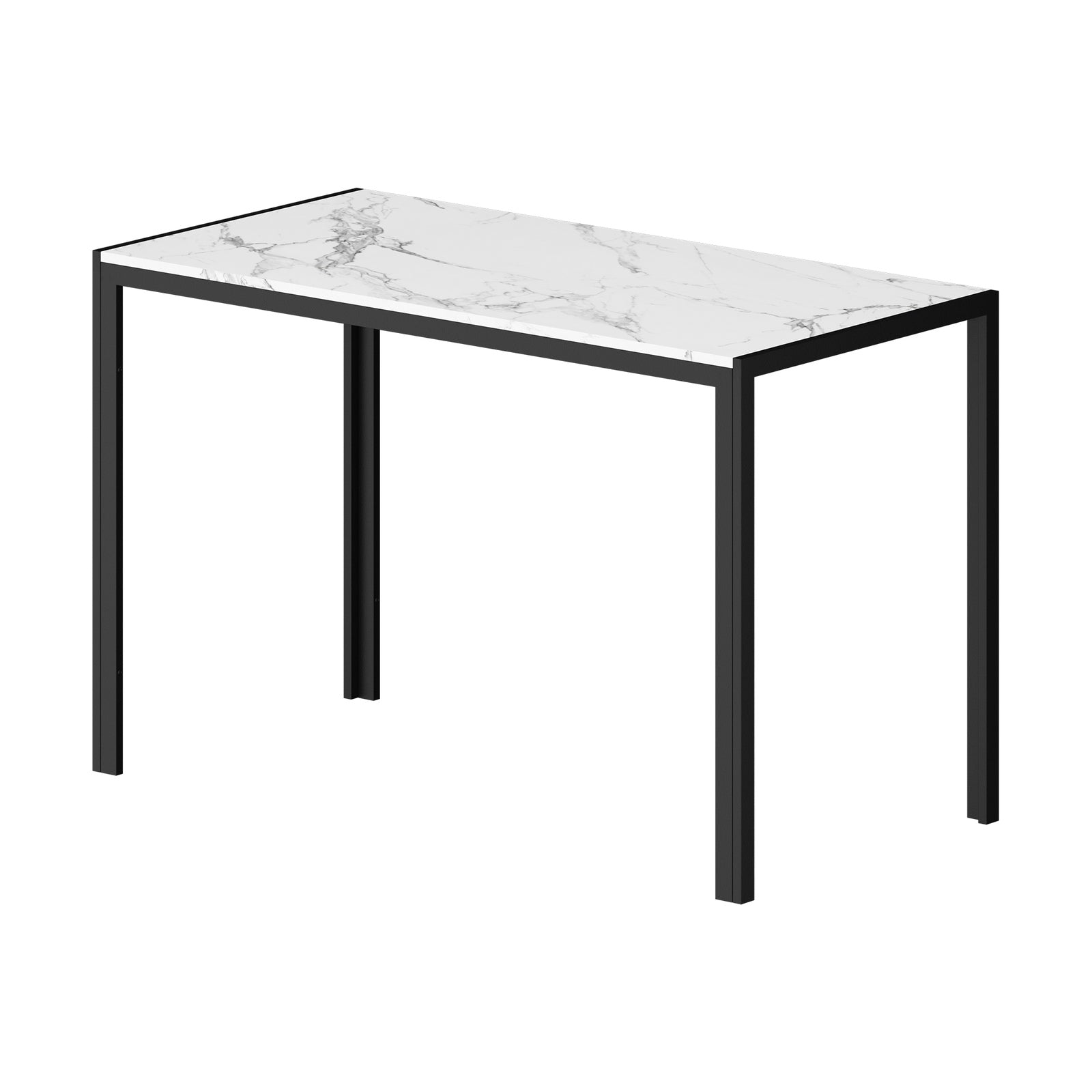 Oikiture 120cm Dining Table Rectangular Kitchen Table with Metal Leg White&Black - Sunyee