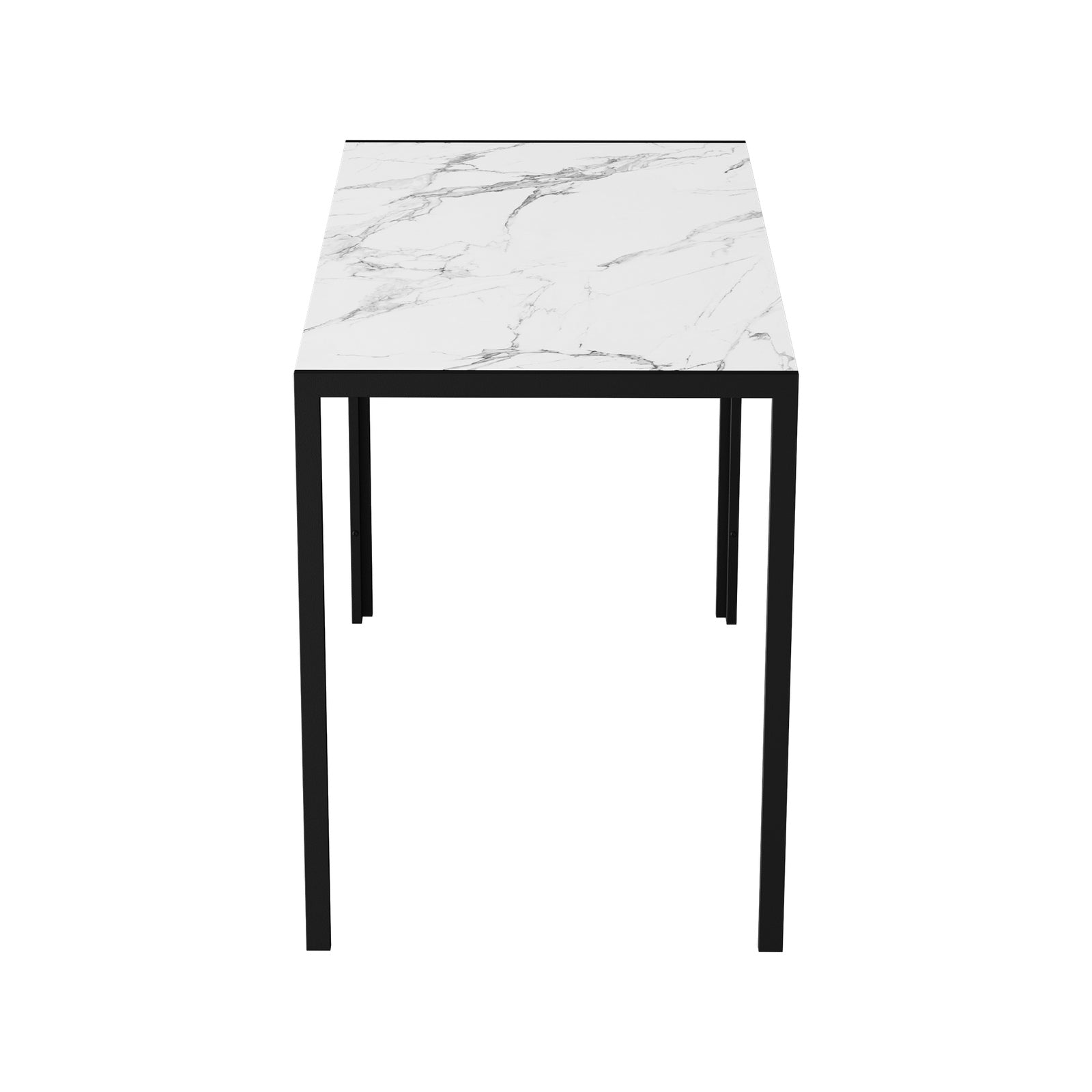 Oikiture 120cm Dining Table Rectangular Kitchen Table with Metal Leg White&Black - Sunyee