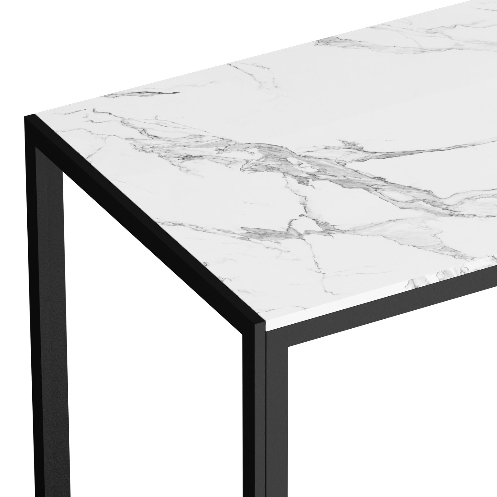 Oikiture 120cm Dining Table Rectangular Kitchen Table with Metal Leg White&Black - Sunyee