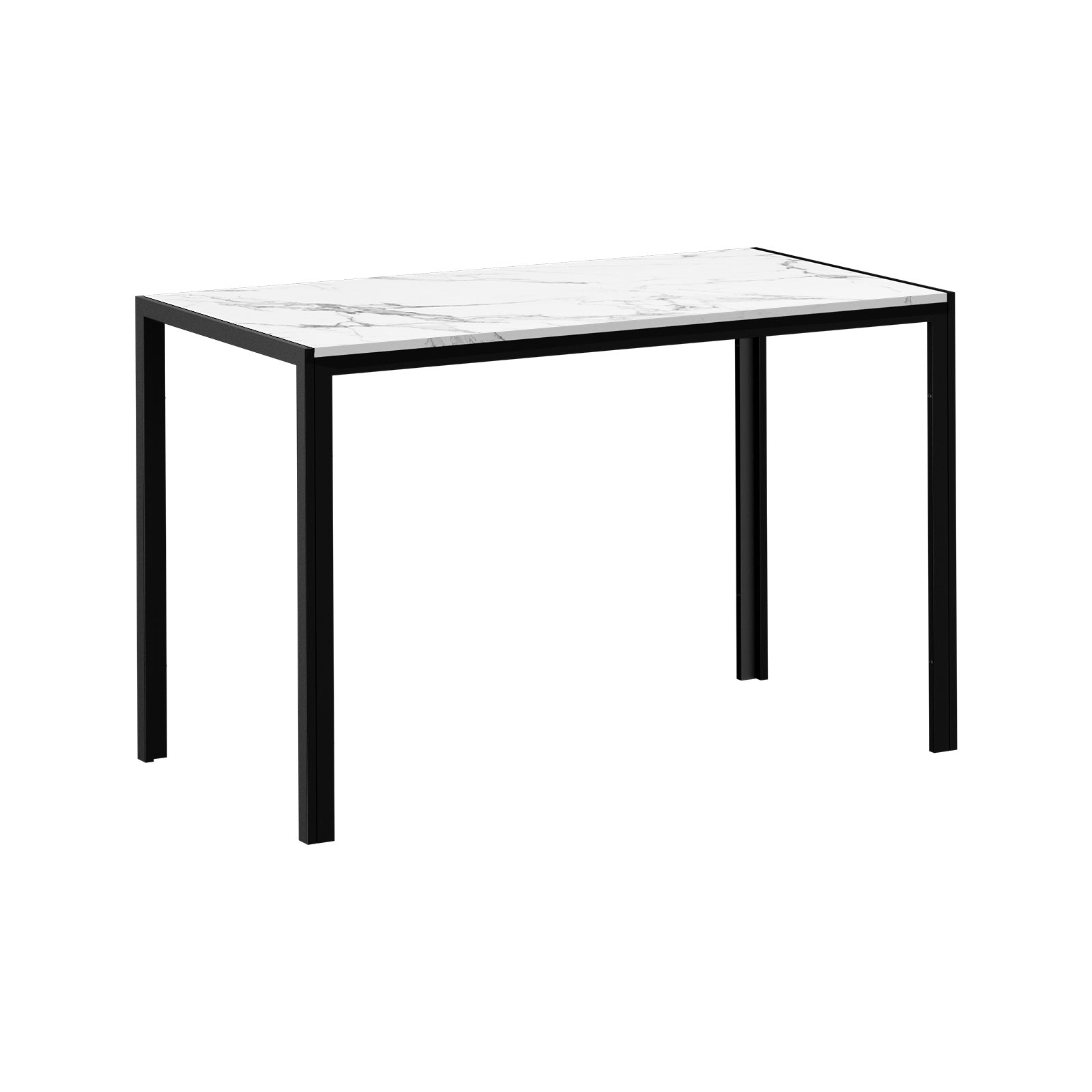 Oikiture 120cm Dining Table Rectangular Kitchen Table with Metal Leg White&Black - Sunyee