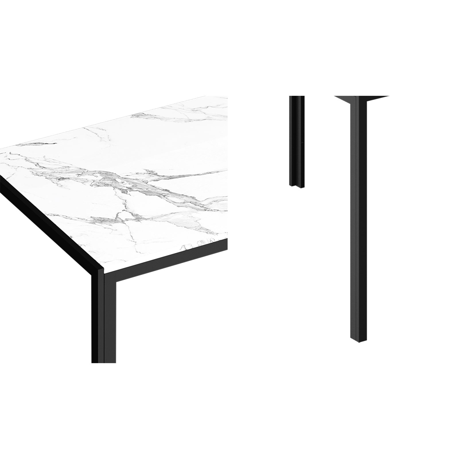 Oikiture 140cm Dining Table Rectangular Kitchen Table with Metal Leg White&Black - Sunyee