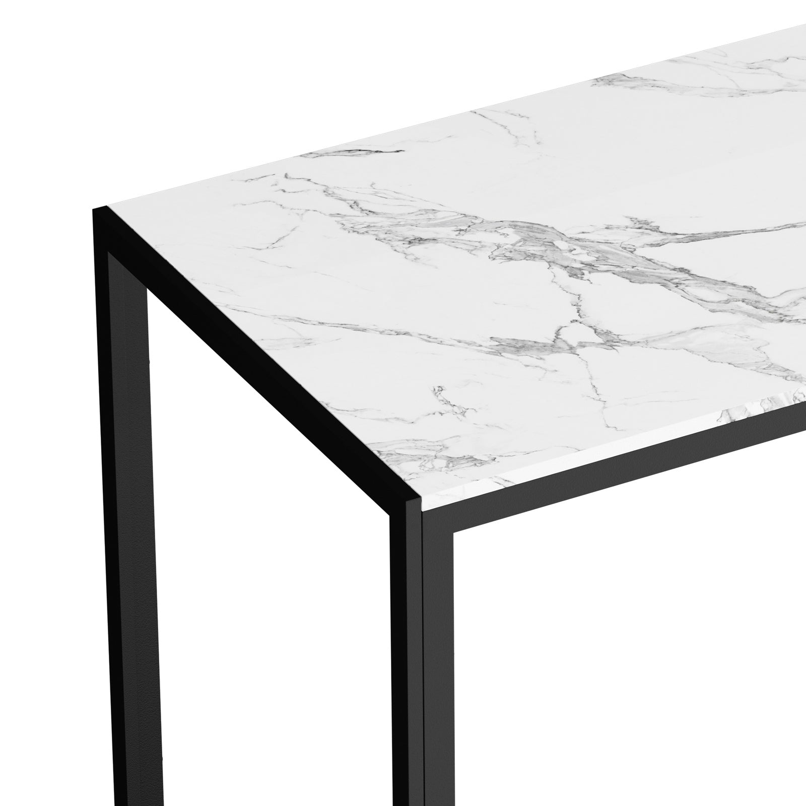 Oikiture 140cm Dining Table Rectangular Kitchen Table with Metal Leg White&Black - Sunyee