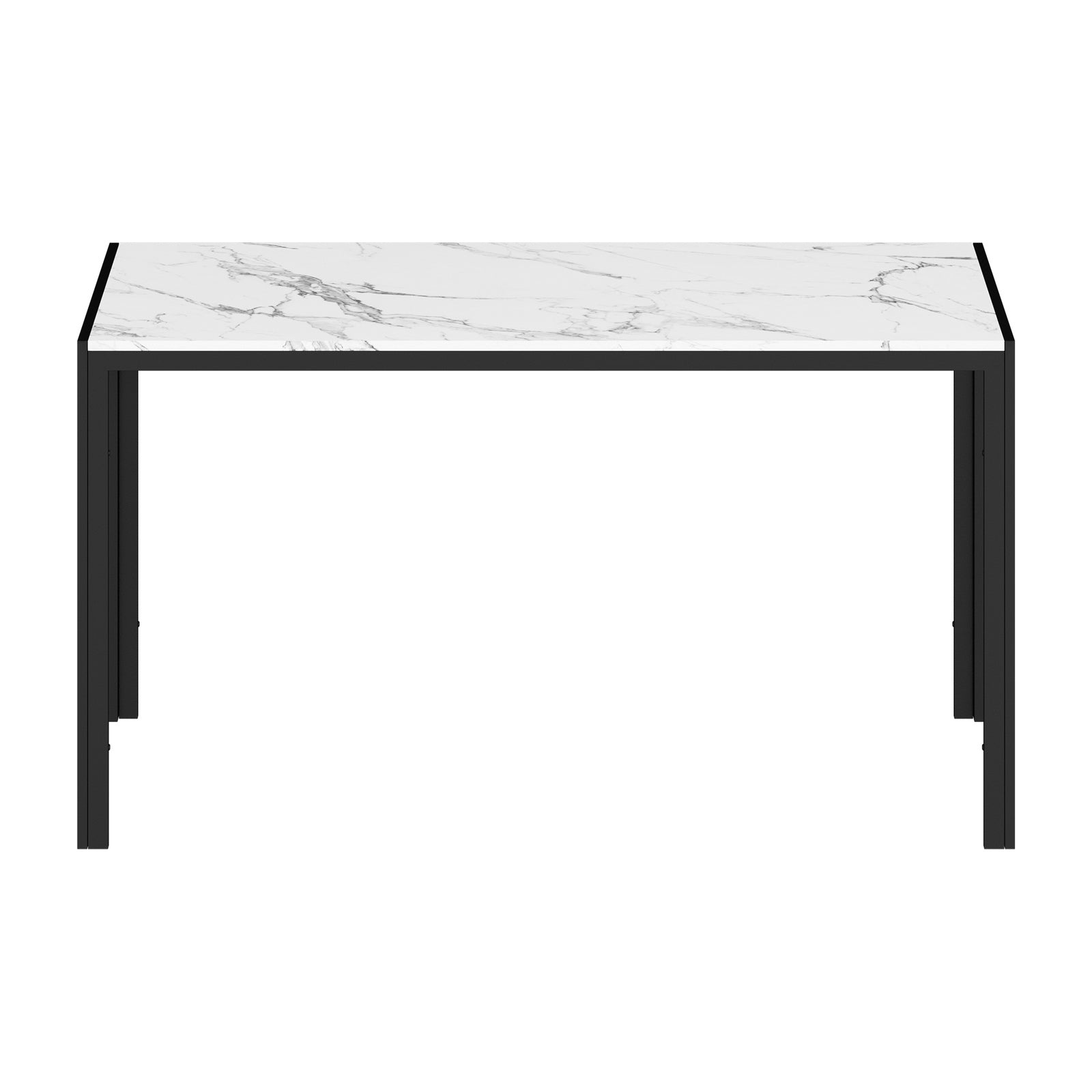 Oikiture 140cm Dining Table Rectangular Kitchen Table with Metal Leg White&Black - Sunyee
