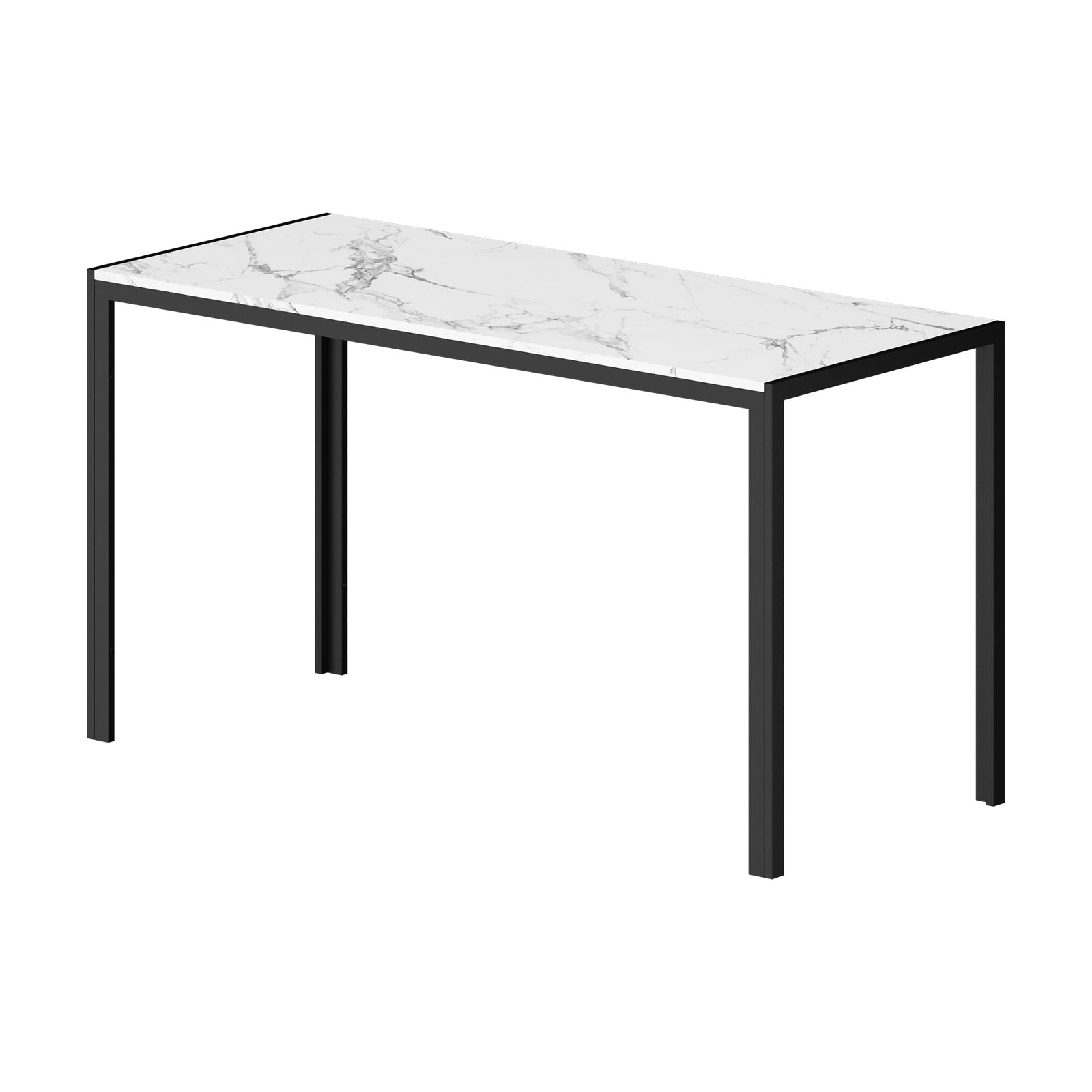Oikiture 140cm Dining Table Rectangular Kitchen Table with Metal Leg White&Black - Sunyee