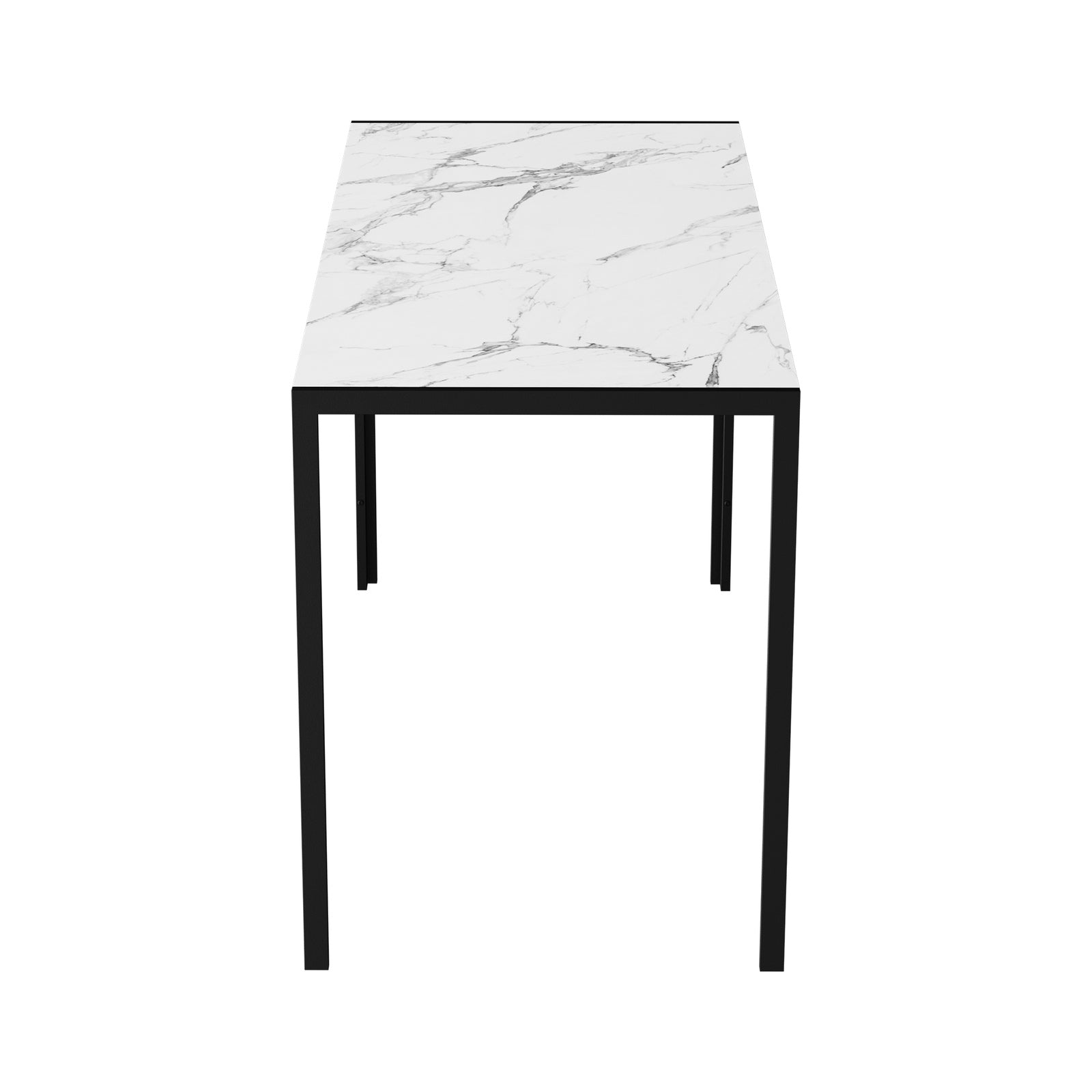 Oikiture 140cm Dining Table Rectangular Kitchen Table with Metal Leg White&Black - Sunyee