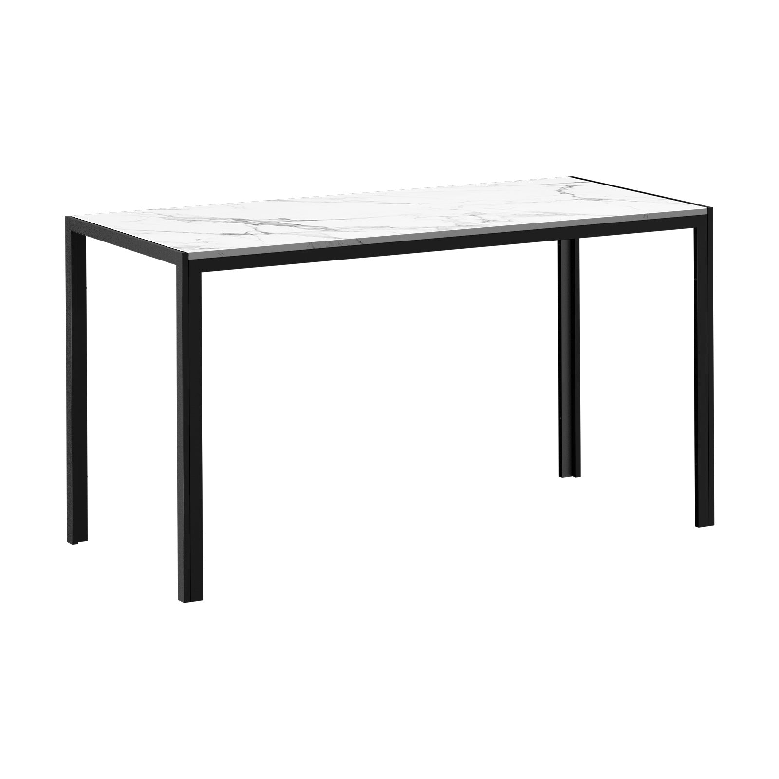 Oikiture 140cm Dining Table Rectangular Kitchen Table with Metal Leg White&Black - Sunyee