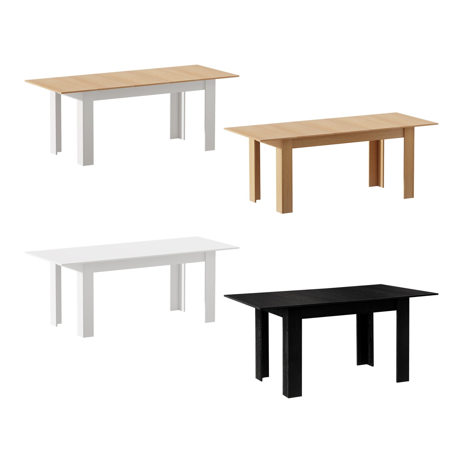 Oikiture 160/200cm Extendable Dining Table Kitchen Restaurant Cafe Table 4 Style - Sunyee