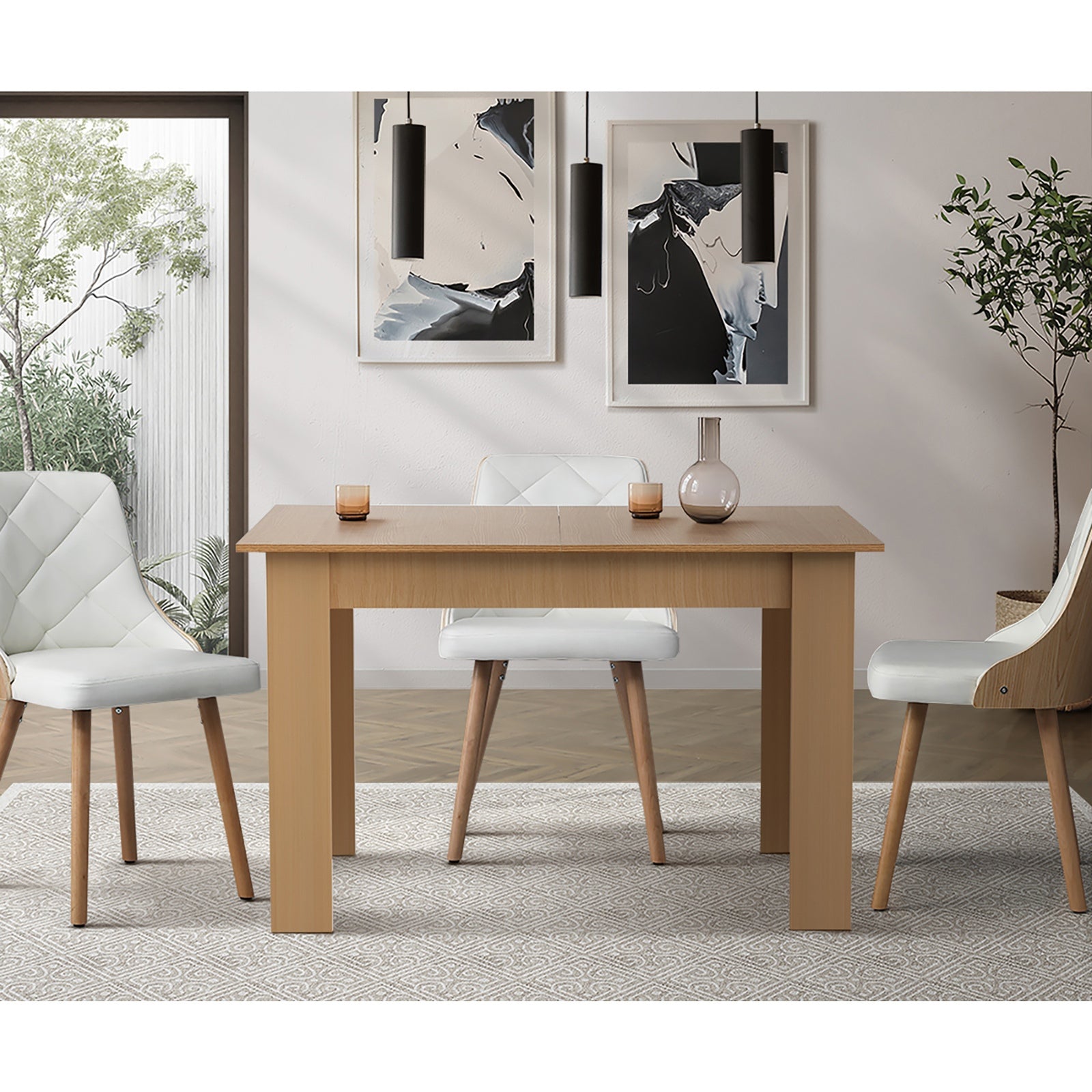 Oikiture 160cm Extendable Dining Table Kitchen Restaurant Cafe Table Wooden - Sunyee