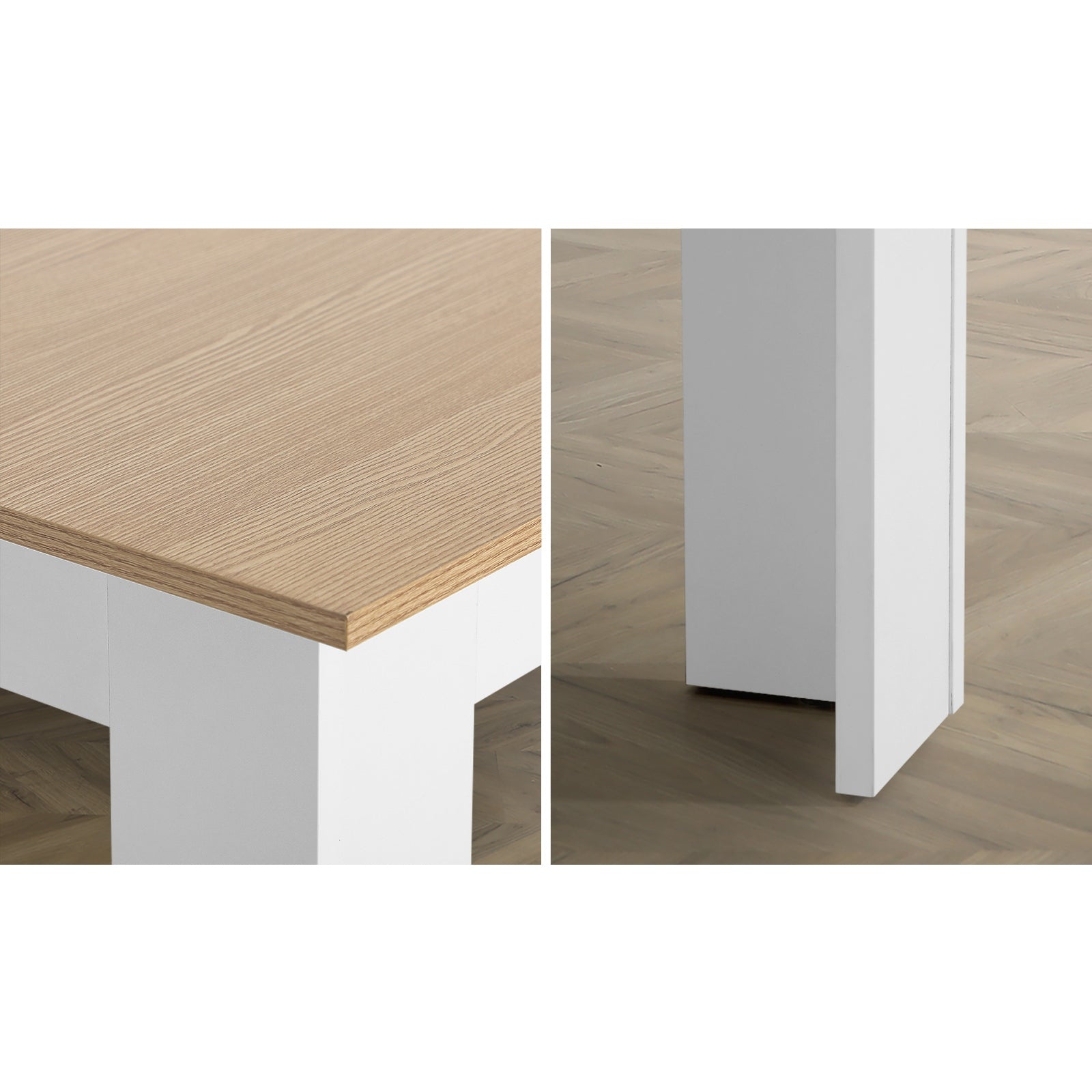 Oikiture 160cm Extendable Dining Table Kitchen Restaurant Cafe Table WoodenWhite - Sunyee
