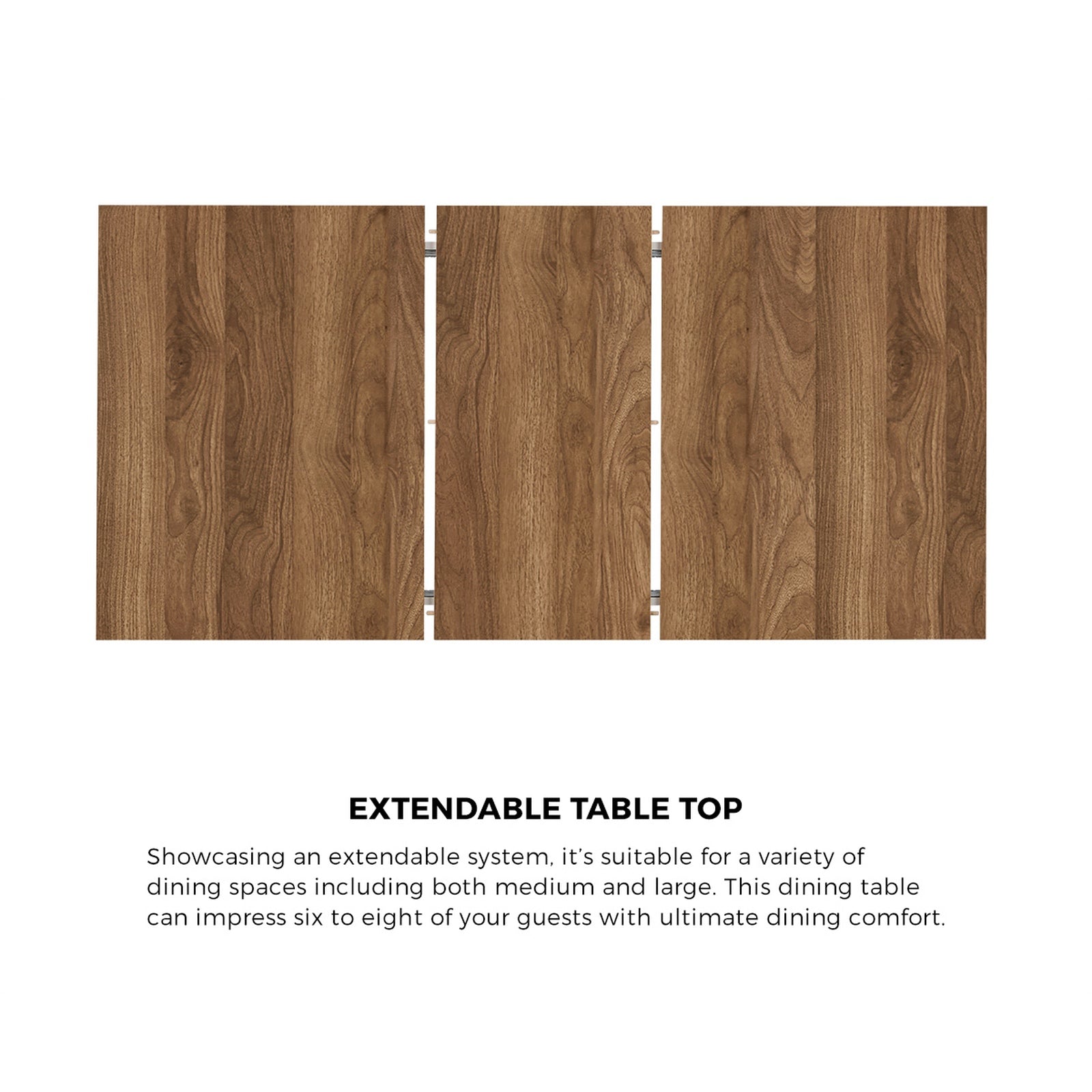 Oikiture 160cm Extendable Dining Table Kitchen Restaurant Cafe Table Walnut