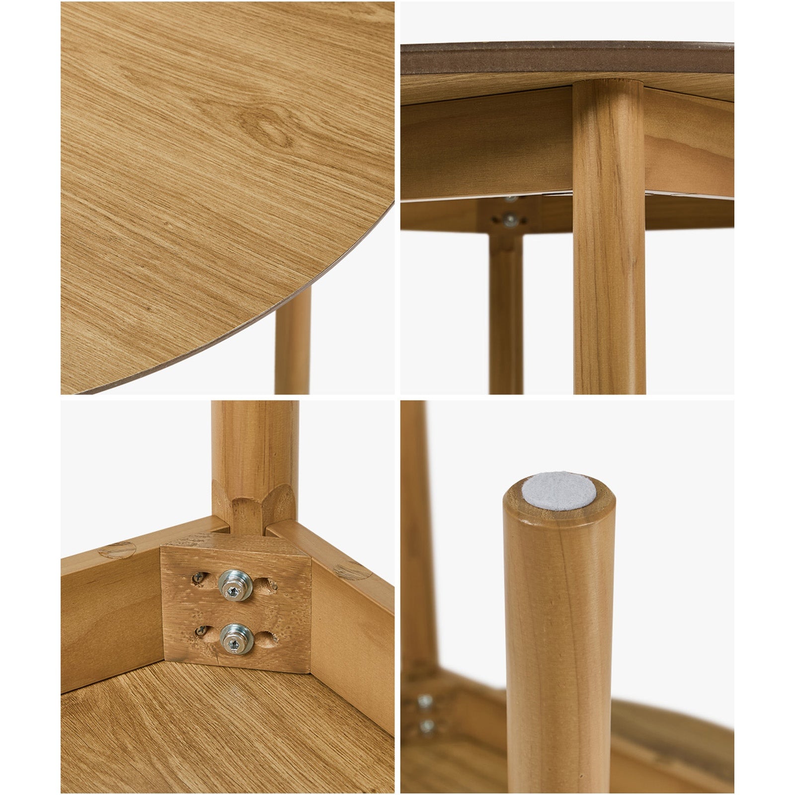 Oikiture Wooden Dining Table 100cm Round Table 4 Seater Pine Wood Legs Natural