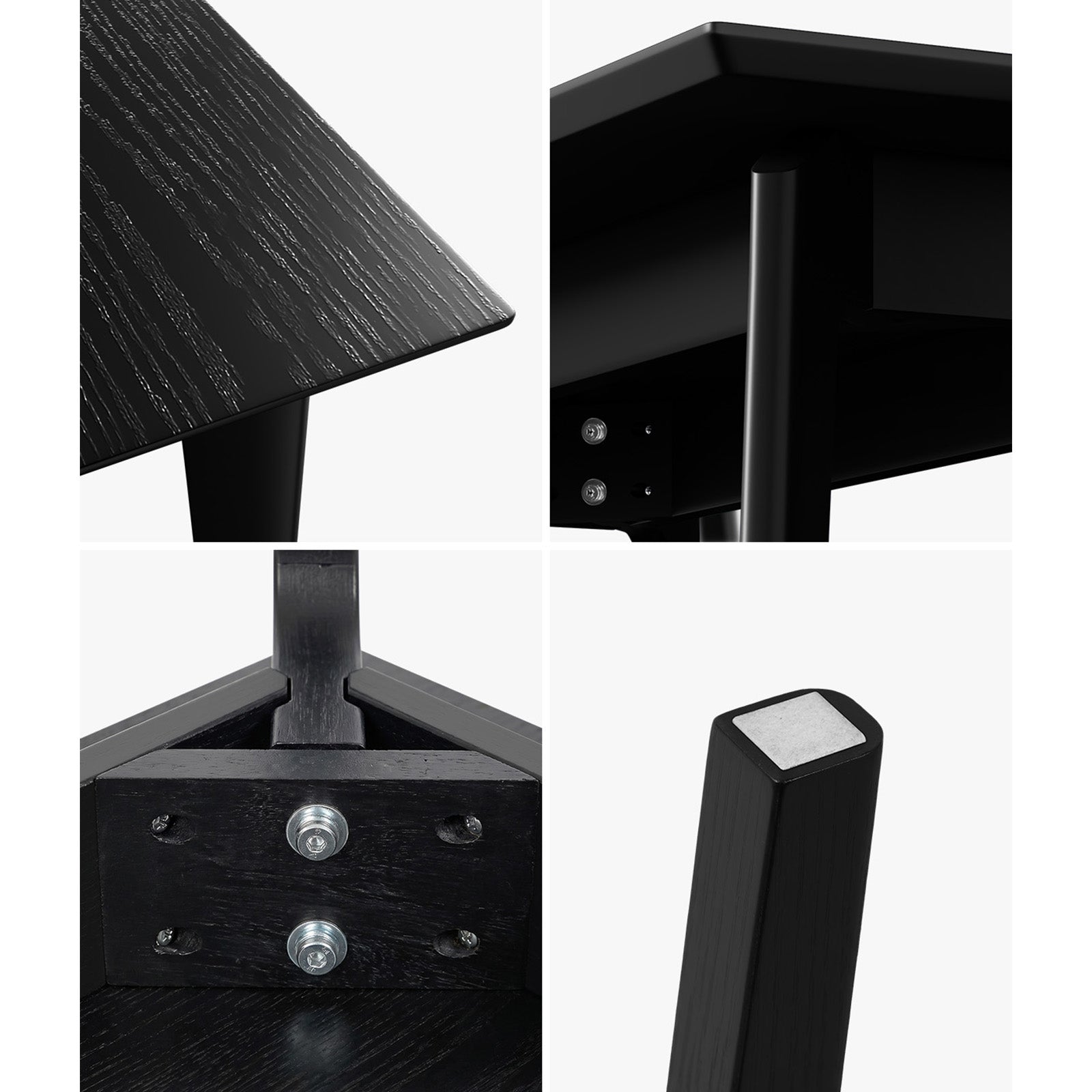 Oikiture Wooden Dining Table 120cm Rectangular 4 Seater Pinewood Legs Black