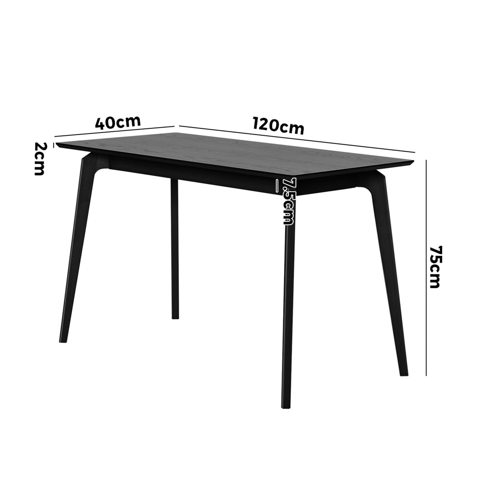 Oikiture Wooden Dining Table 120cm Rectangular 4 Seater Pinewood Legs Black