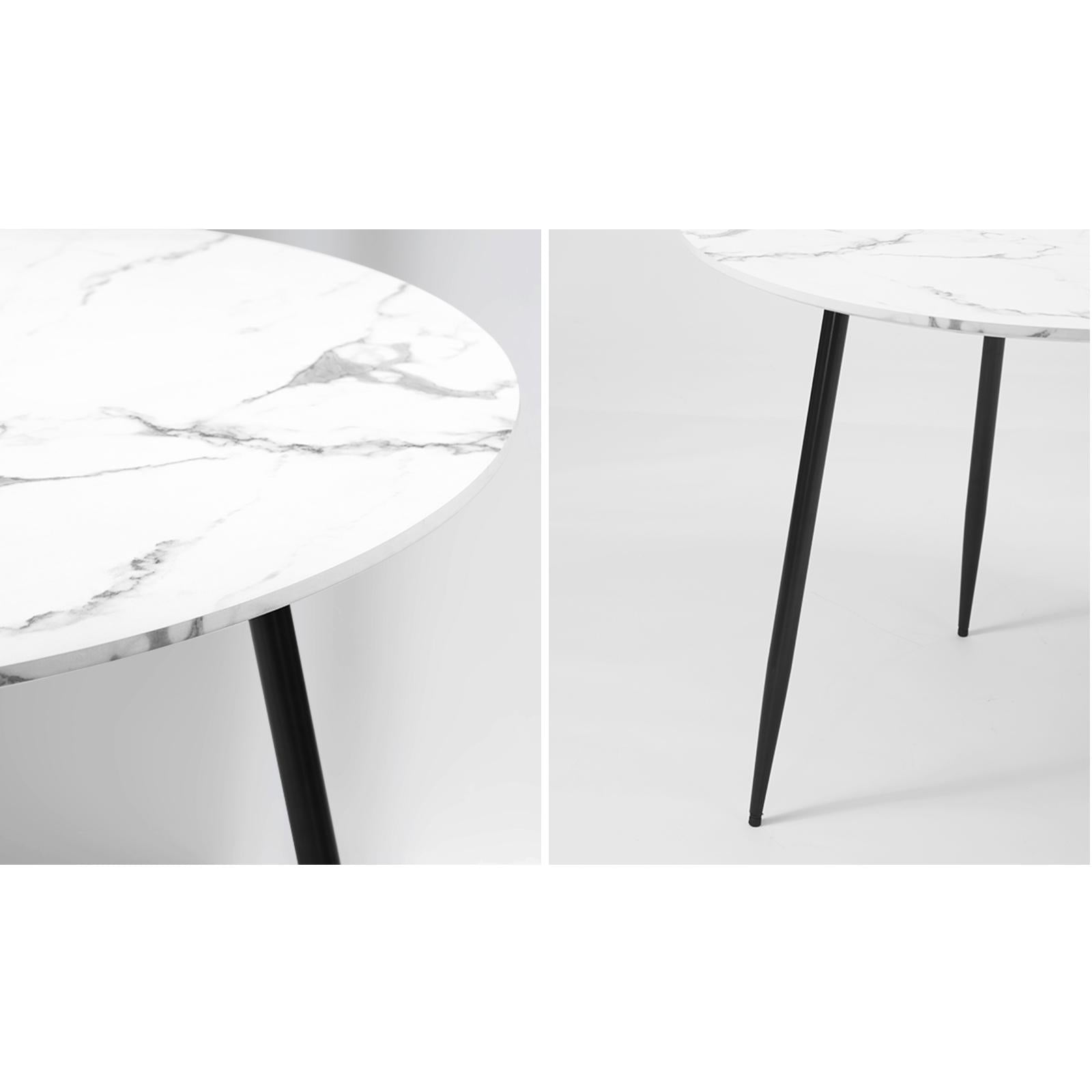 Oikiture 90-120cm Dining Table Kitchen Marble Tulip Metal Legs White/Black - Sunyee
