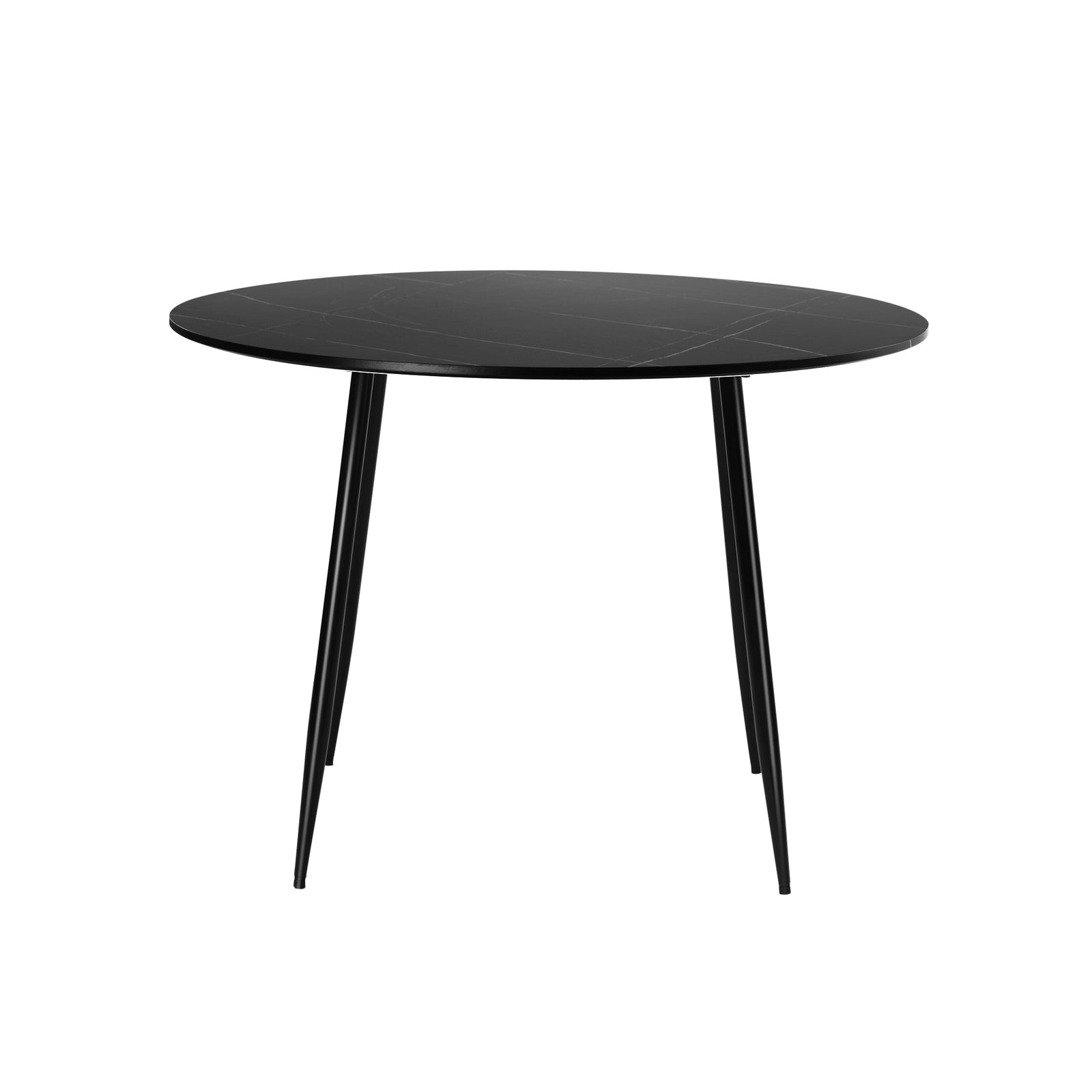 Oikiture 110cm Dining Table Round Wooden Table With Marble Effect Metal Legs BK - Sunyee