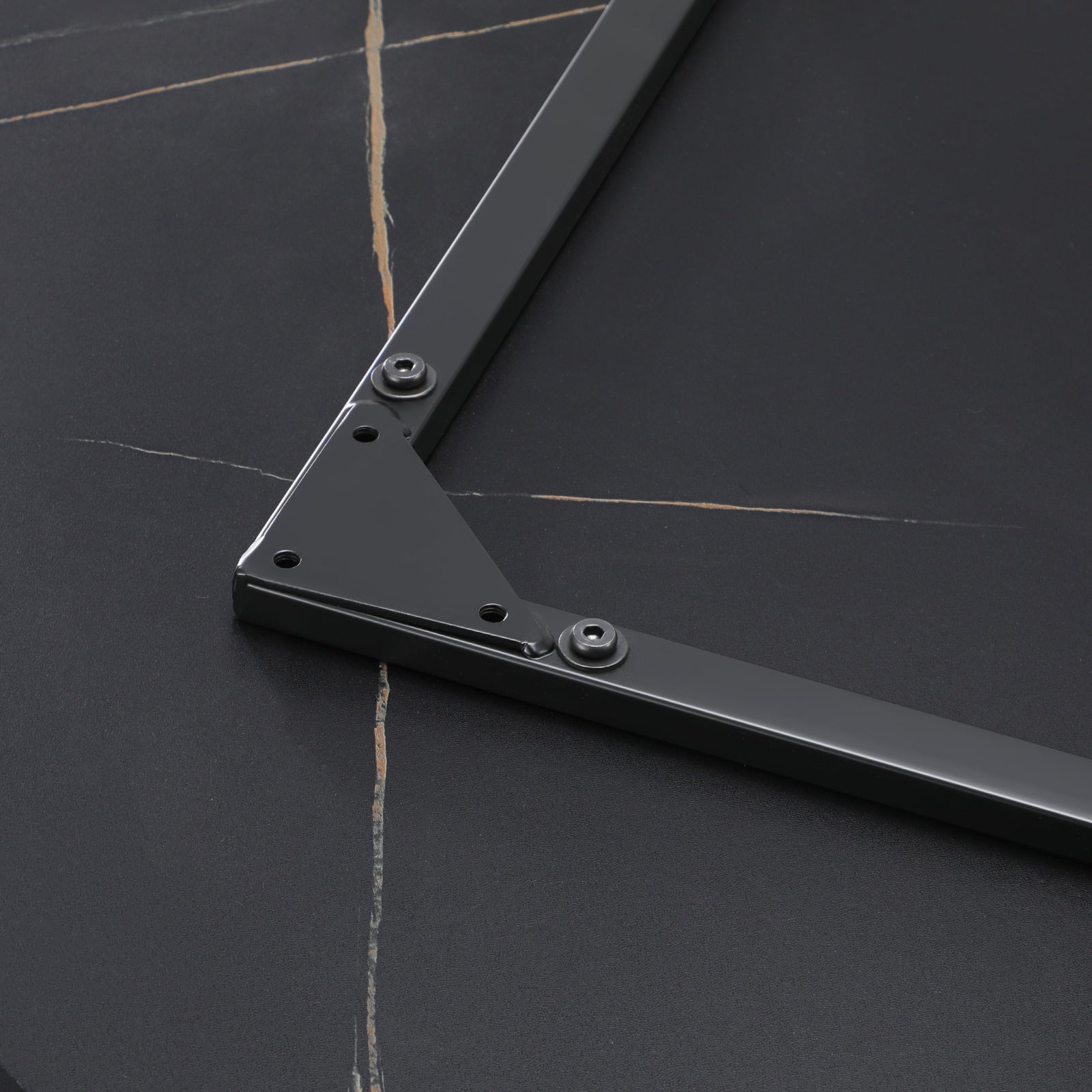 Oikiture 110cm Dining Table Round Wooden Table With Marble Effect Metal Legs BK - Sunyee