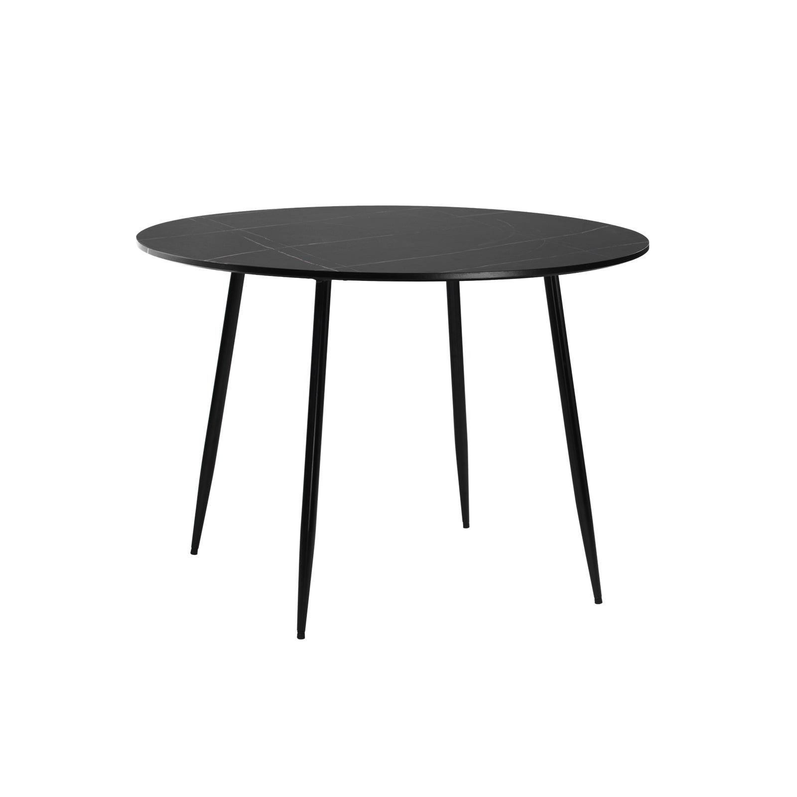 Oikiture 110cm Dining Table Round Wooden Table With Marble Effect Metal Legs BK - Sunyee