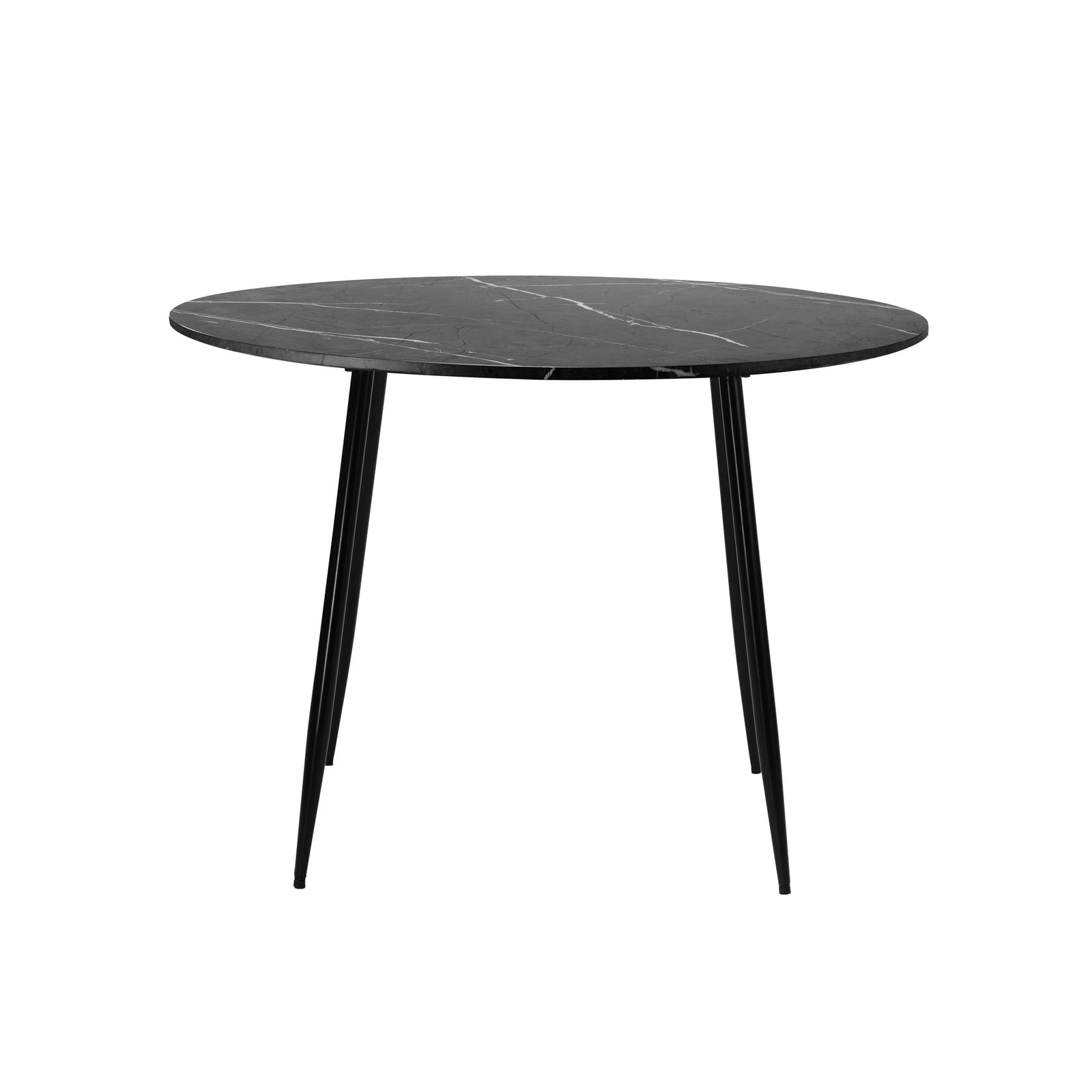 Oikiture 110cm Dining Table Round Wooden Table With Marble Effect Metal Legs GY - Sunyee
