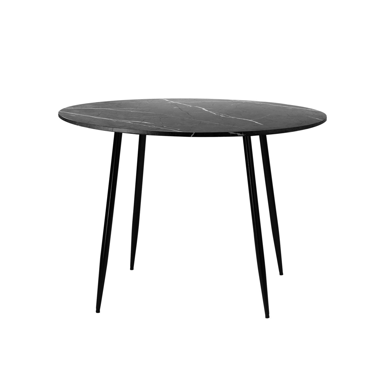 Oikiture 110cm Dining Table Round Wooden Table With Marble Effect Metal Legs GY - Sunyee