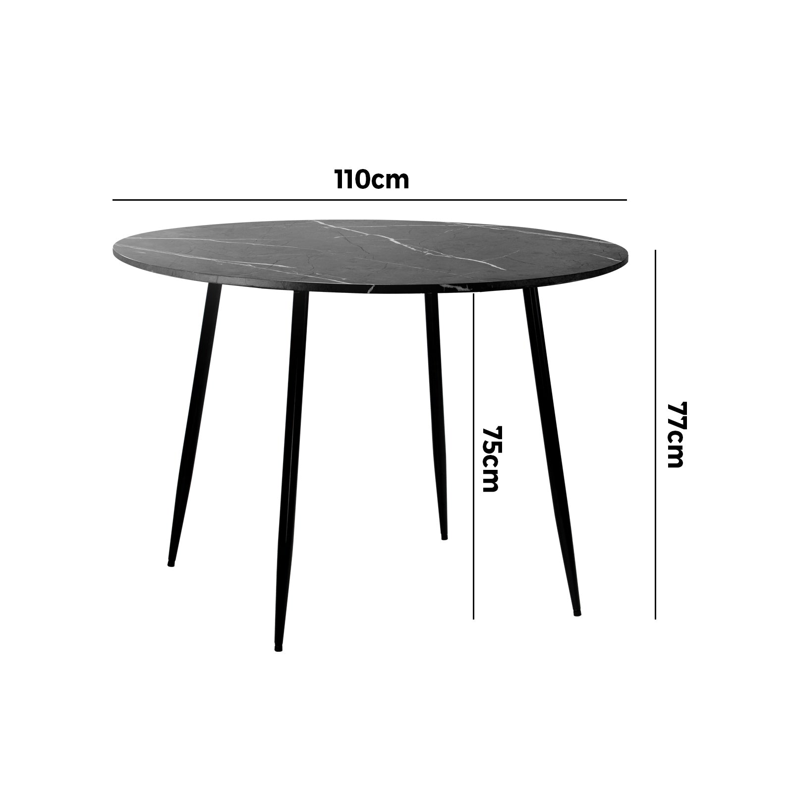Oikiture 110cm Dining Table Round Wooden Table With Marble Effect Metal Legs GY - Sunyee