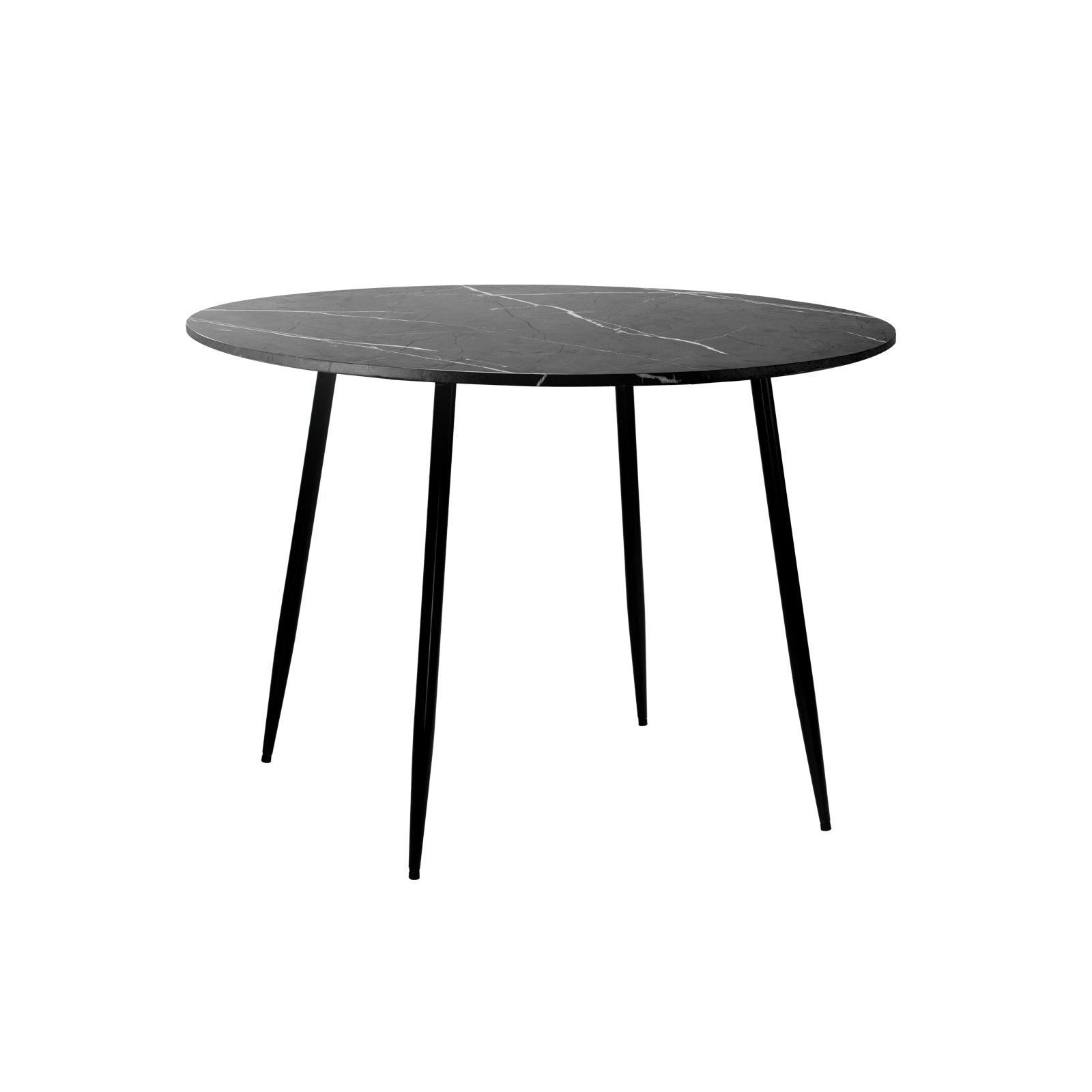 Oikiture 110cm Dining Table Round Wooden Table With Marble Effect Metal Legs GY - Sunyee
