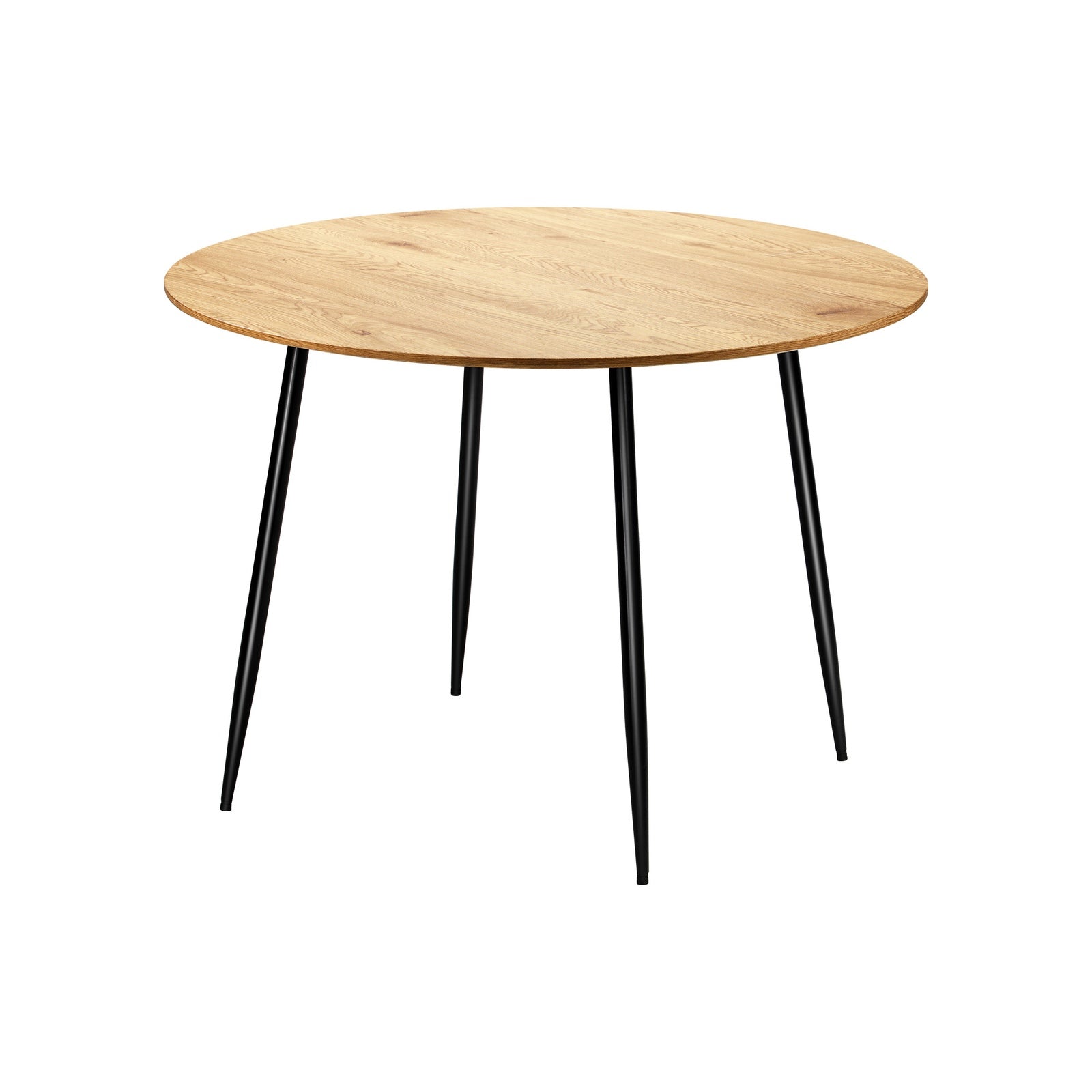 Oikiture 110cm Dining Table Round Wooden Table With Metal Legs Wooden Black - Sunyee