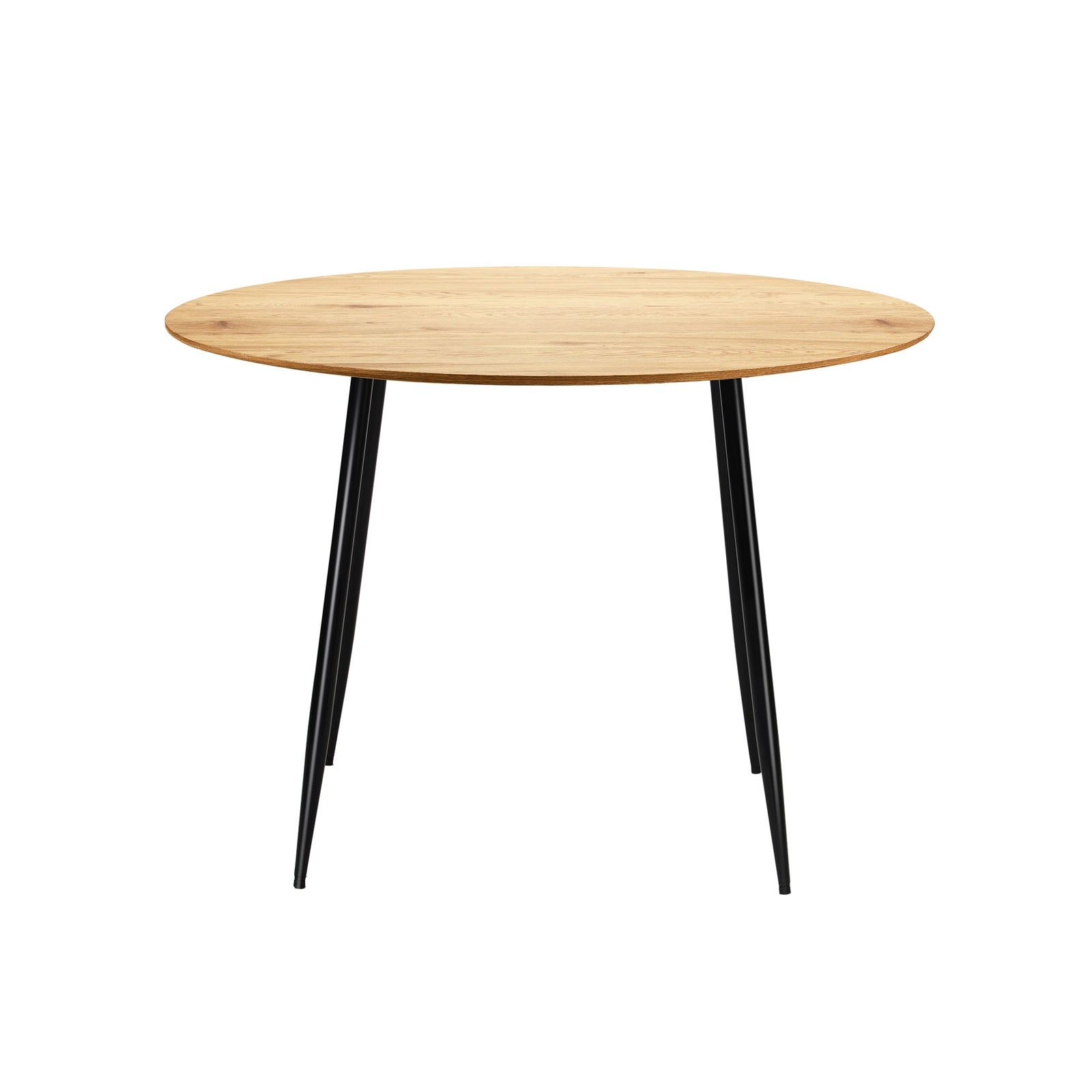 Oikiture 110cm Dining Table Round Wooden Table With Metal Legs Wooden Black - Sunyee