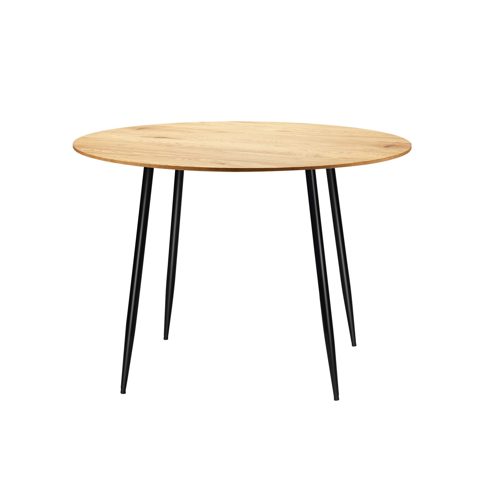 Oikiture 110cm Dining Table Round Wooden Table With Metal Legs Wooden Black - Sunyee