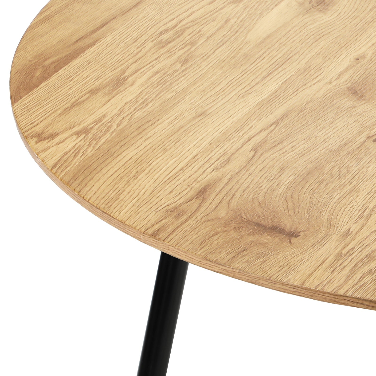 Oikiture 110cm Dining Table Round Wooden Table With Metal Legs Wooden Black - Sunyee
