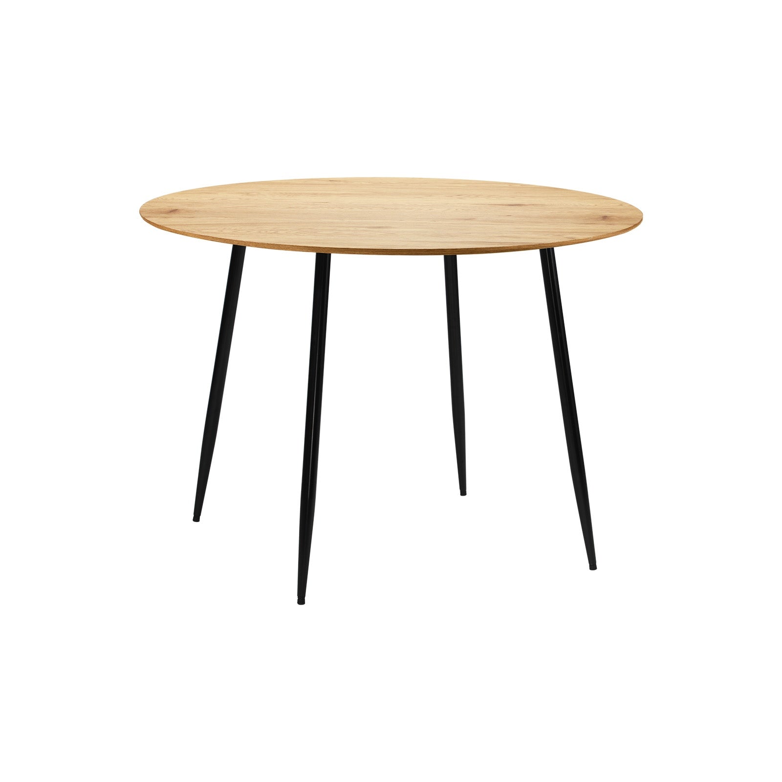 Oikiture 110cm Dining Table Round Wooden Table With Metal Legs Wooden Black - Sunyee