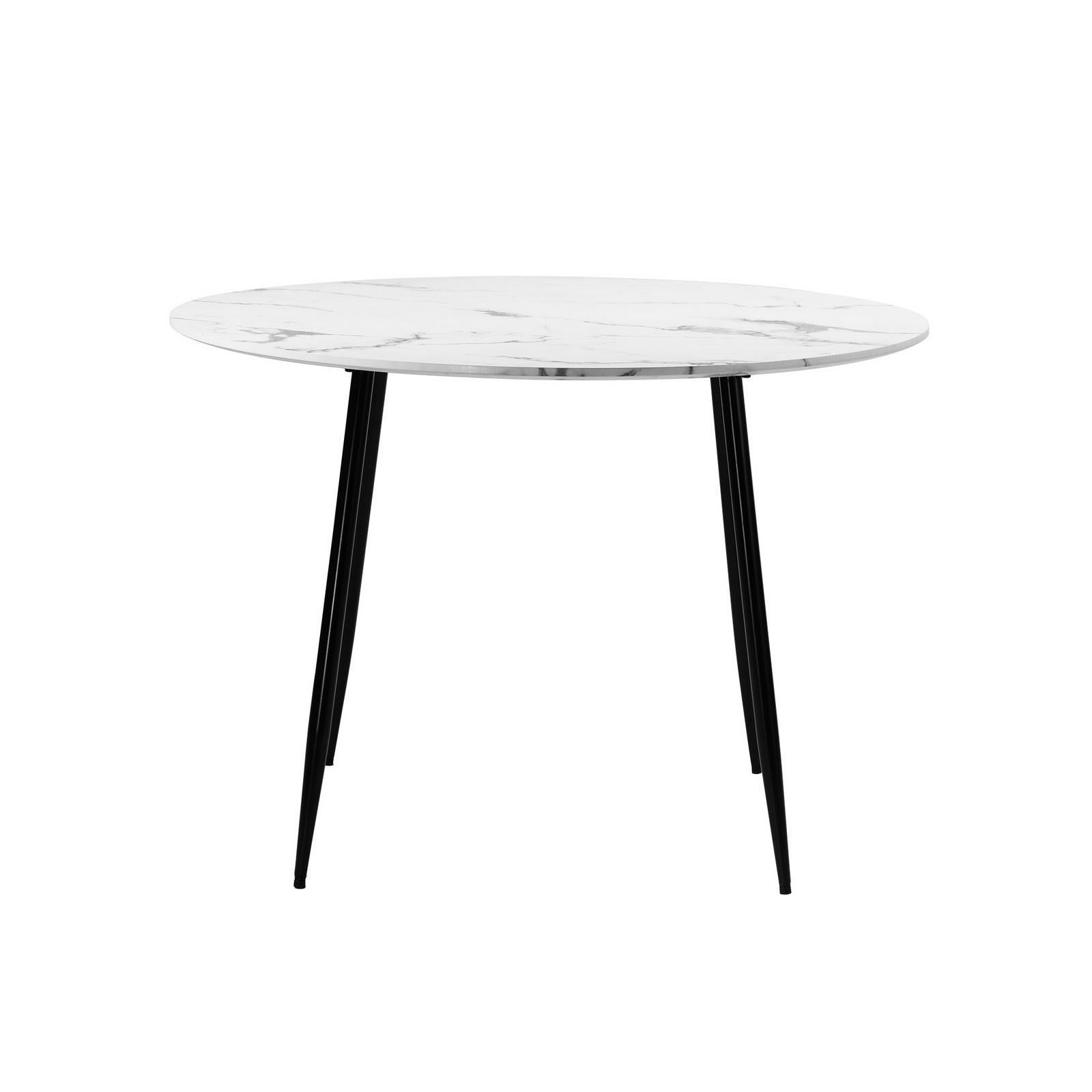Oikiture 110cm Dining Table Round Wooden Table With Marble Effect Metal Legs WH - Sunyee