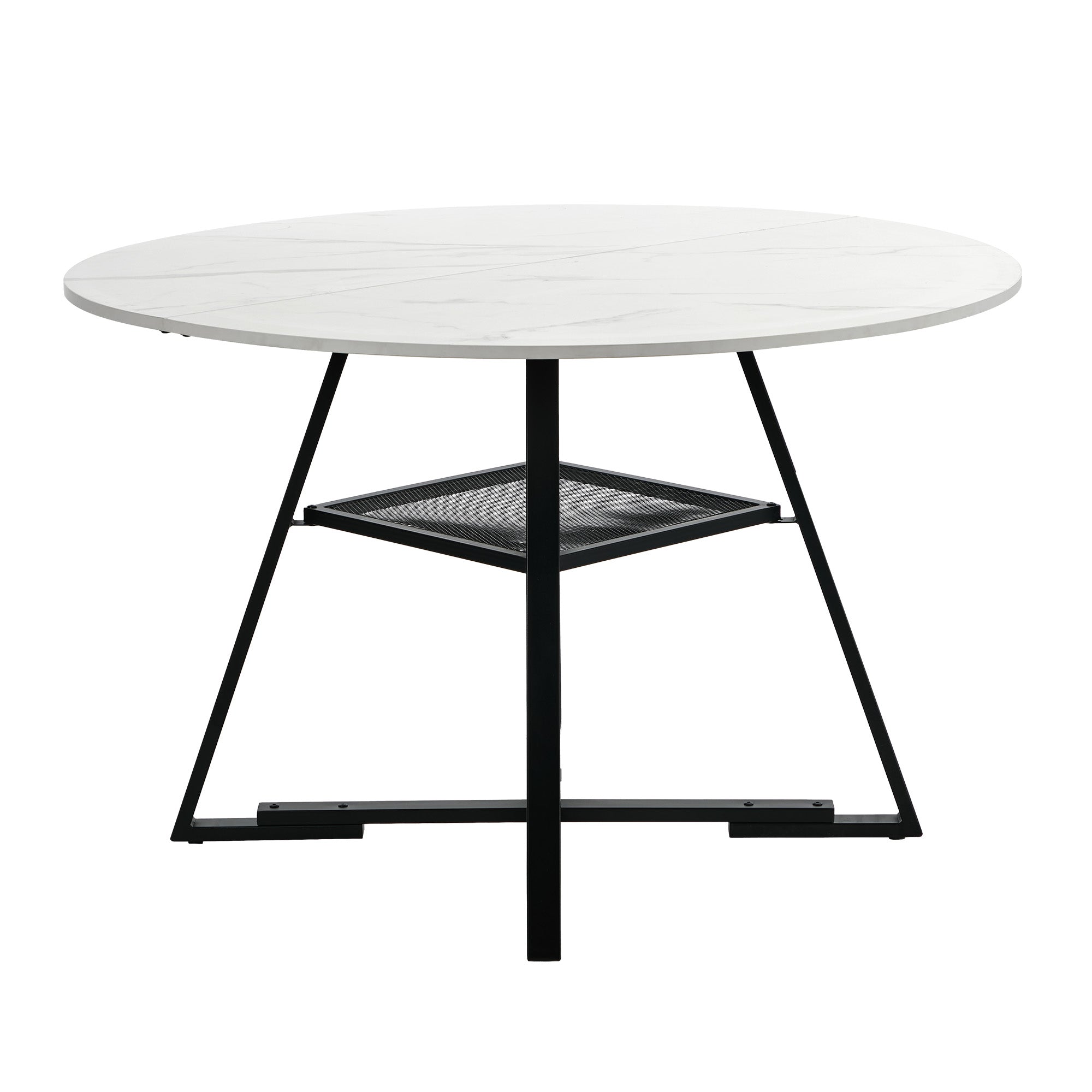 Oikiture 120cm Round Dining Table Marble-like Wooden Kitchen Furniture - Sunyee