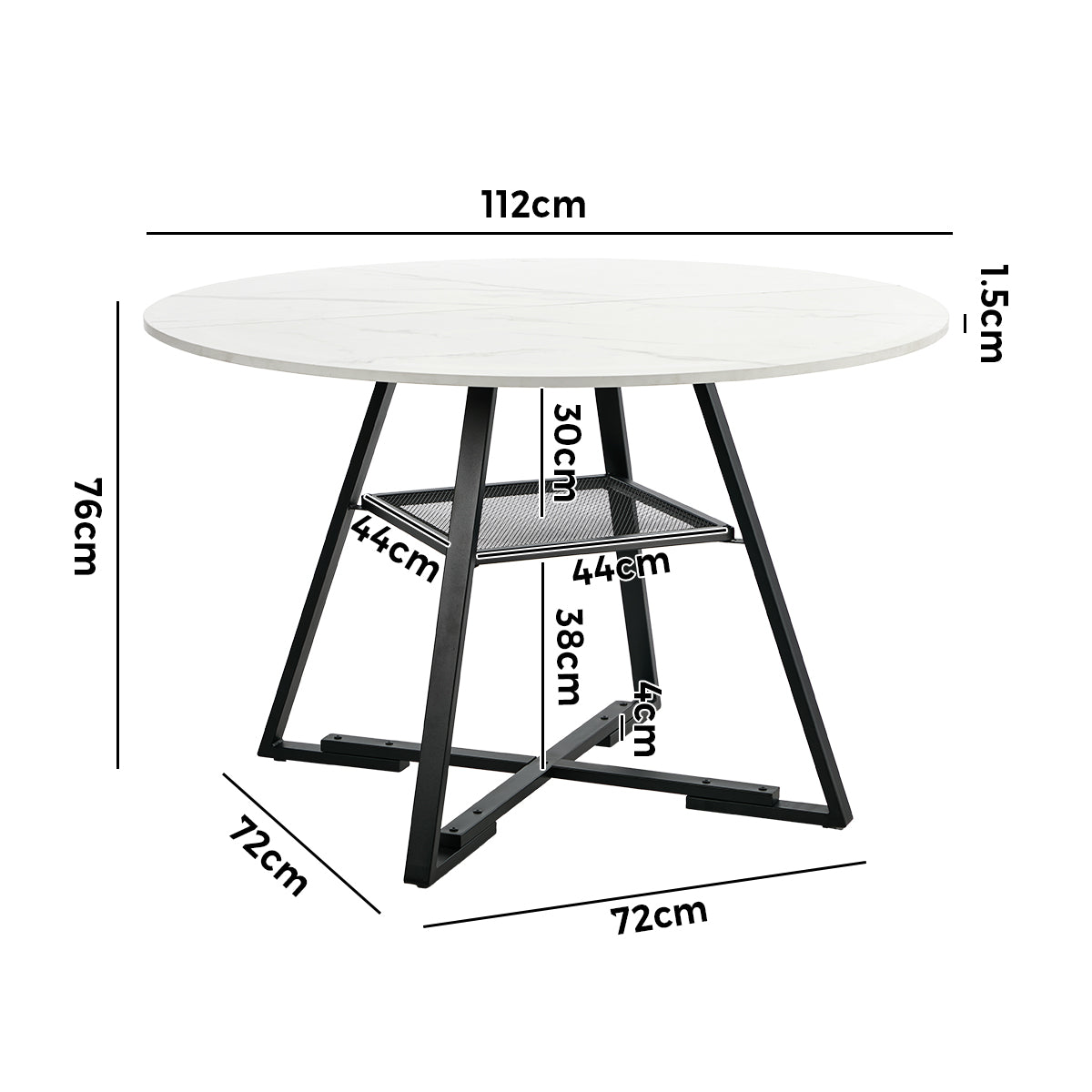 Oikiture 120cm Round Dining Table Marble-like Wooden Kitchen Furniture - Sunyee