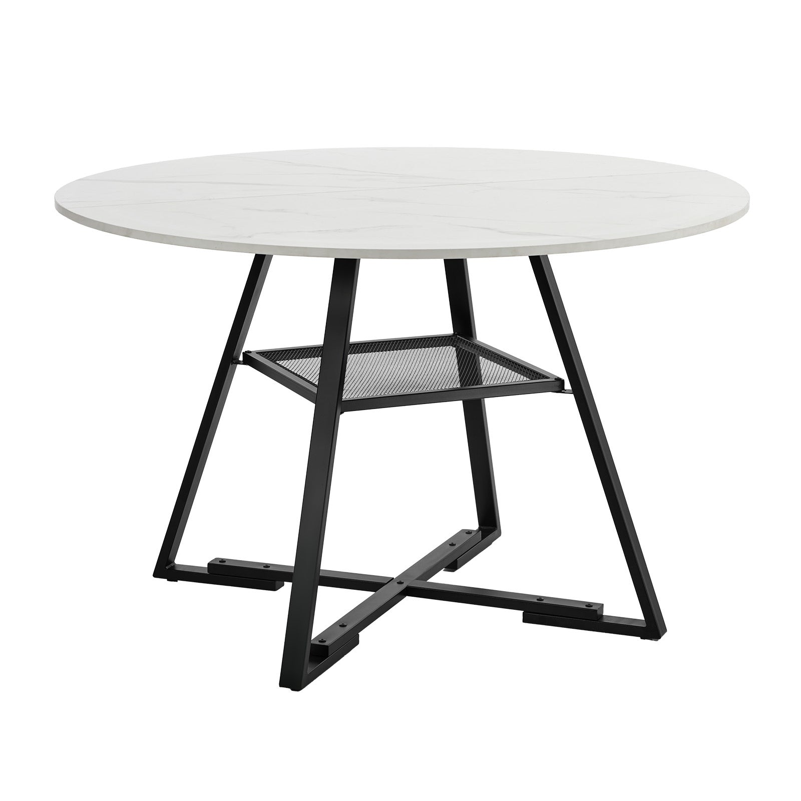 Oikiture 120cm Round Dining Table Marble-like Wooden Kitchen Furniture - Sunyee