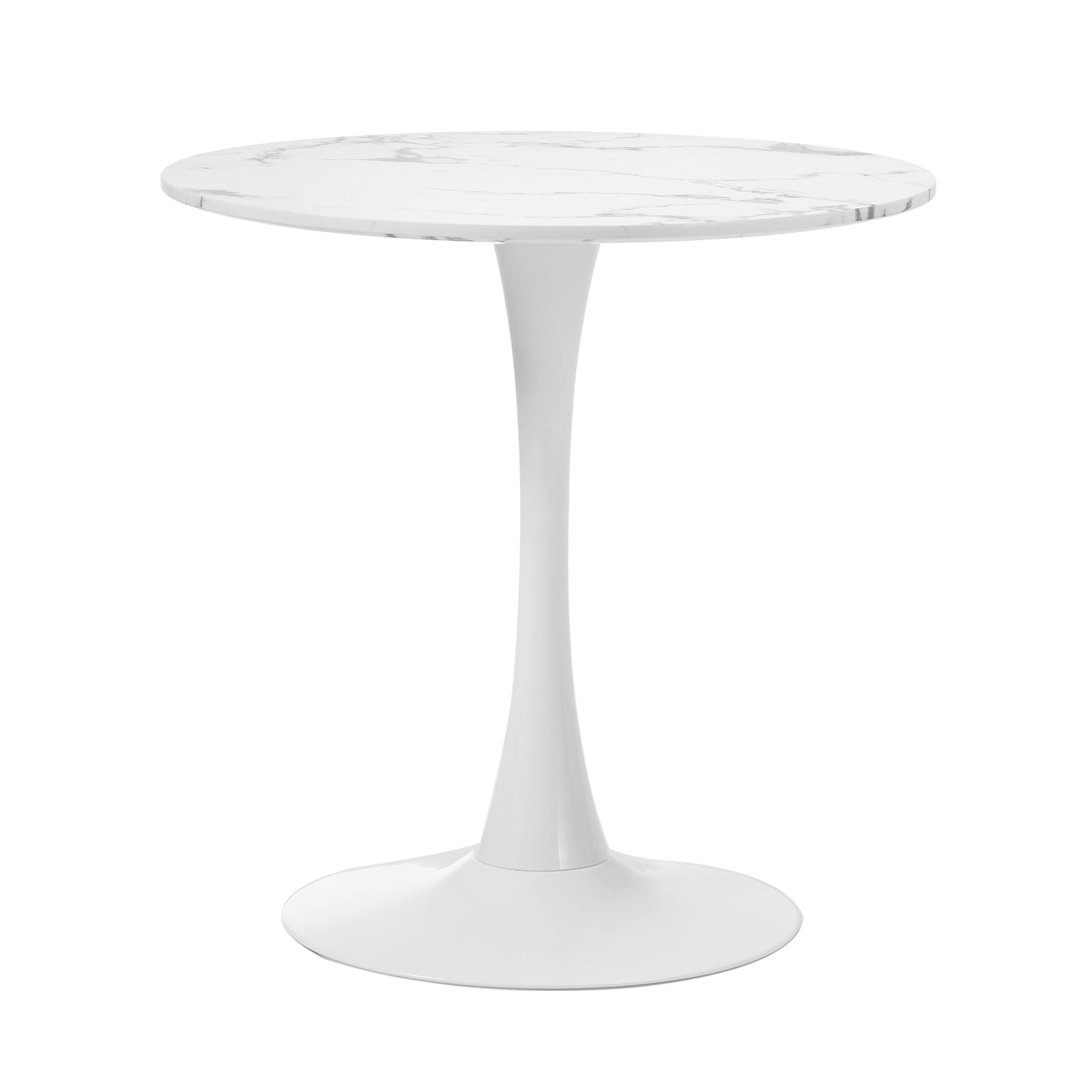 Oikiture 90-120cm Dining Table Kitchen Marble Tulip Metal Legs White/Black - Sunyee