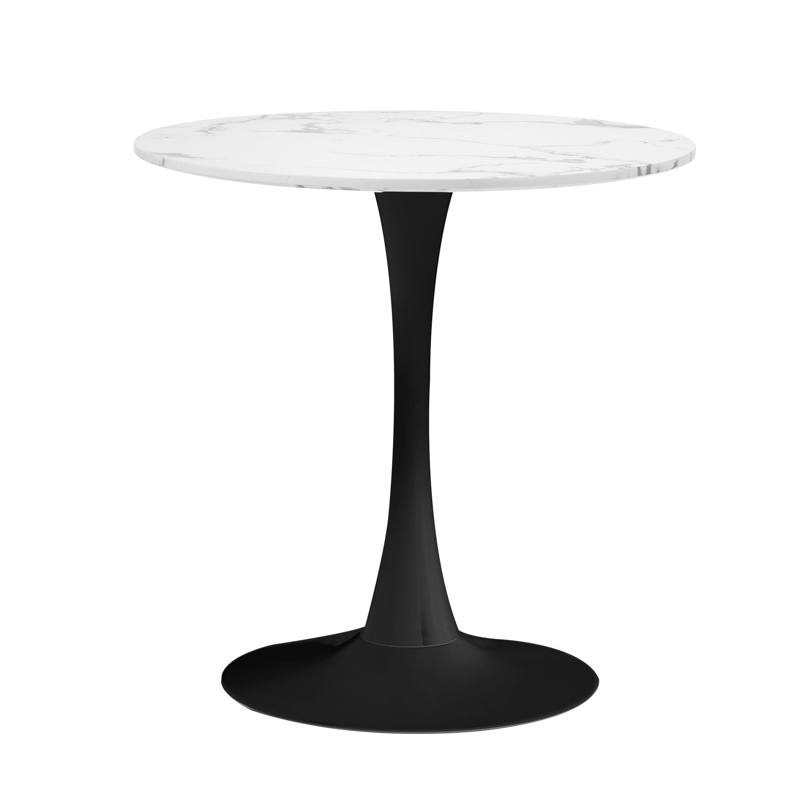 Oikiture 90-120cm Dining Table Kitchen Marble Tulip Metal Legs White/Black - Sunyee