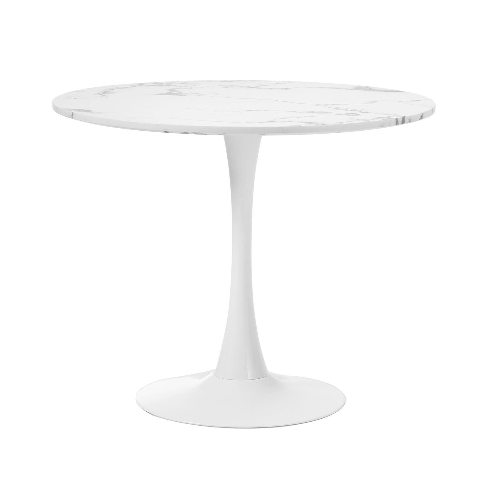 Oikiture 90-120cm Dining Table Kitchen Marble Tulip Metal Legs White/Black - Sunyee