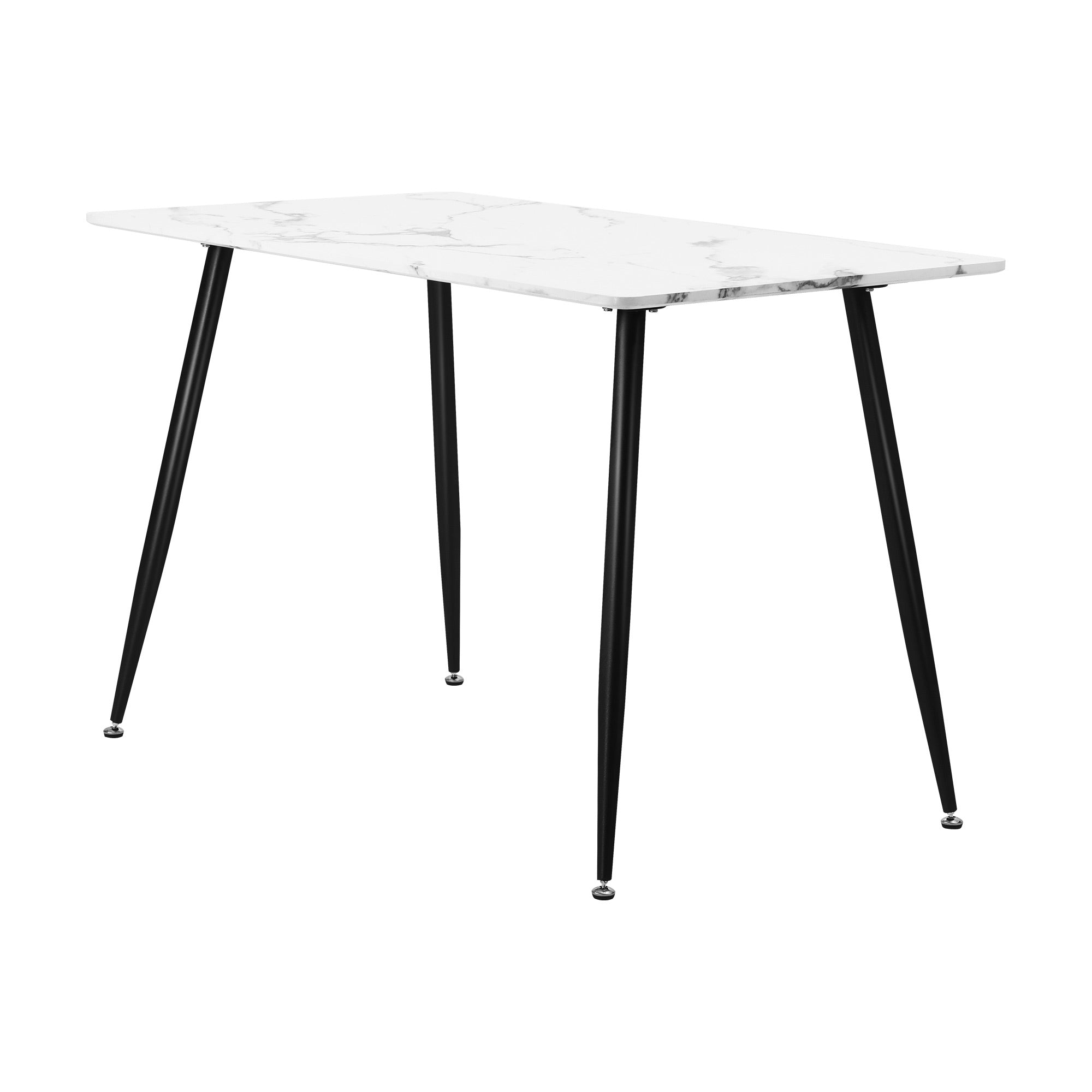 Oikiture 120cm Dining Table Rectangle Wooden Table With Marble Effect Metal Legs - Sunyee