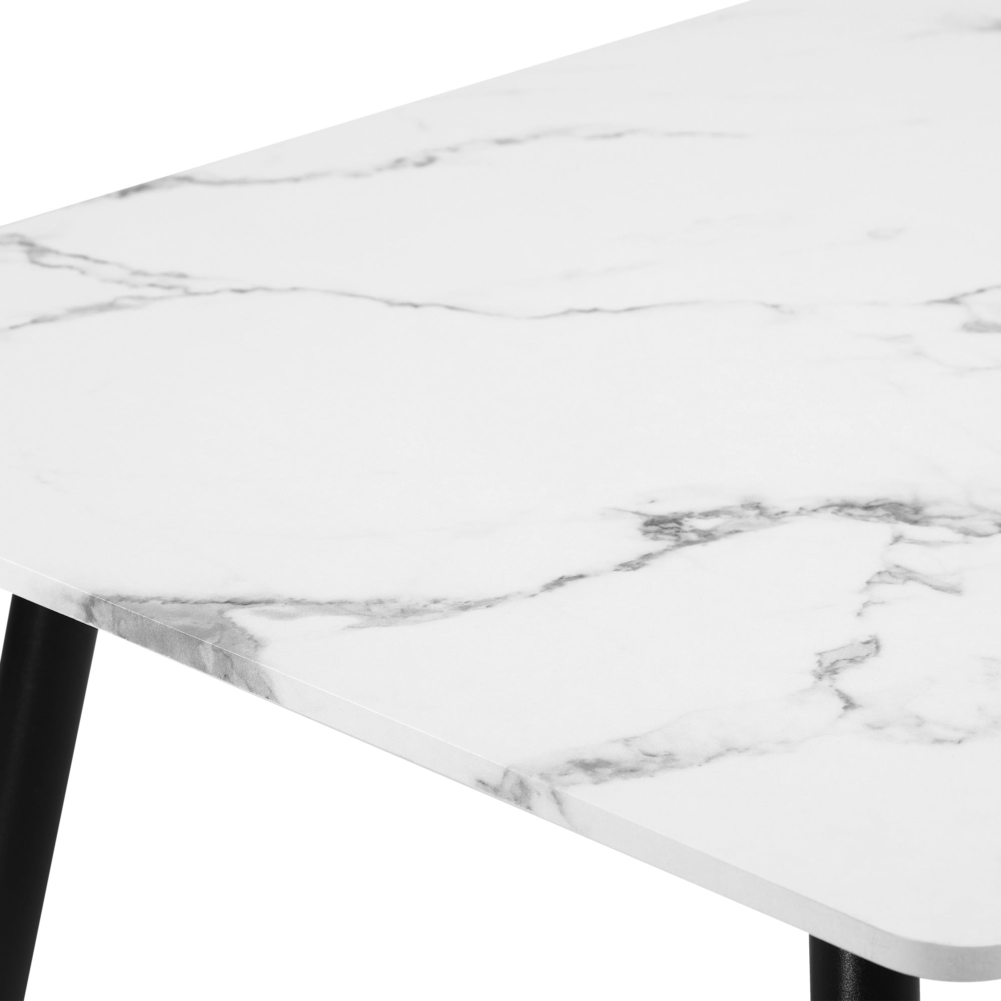 Oikiture 120cm Dining Table Rectangle Wooden Table With Marble Effect Metal Legs - Sunyee