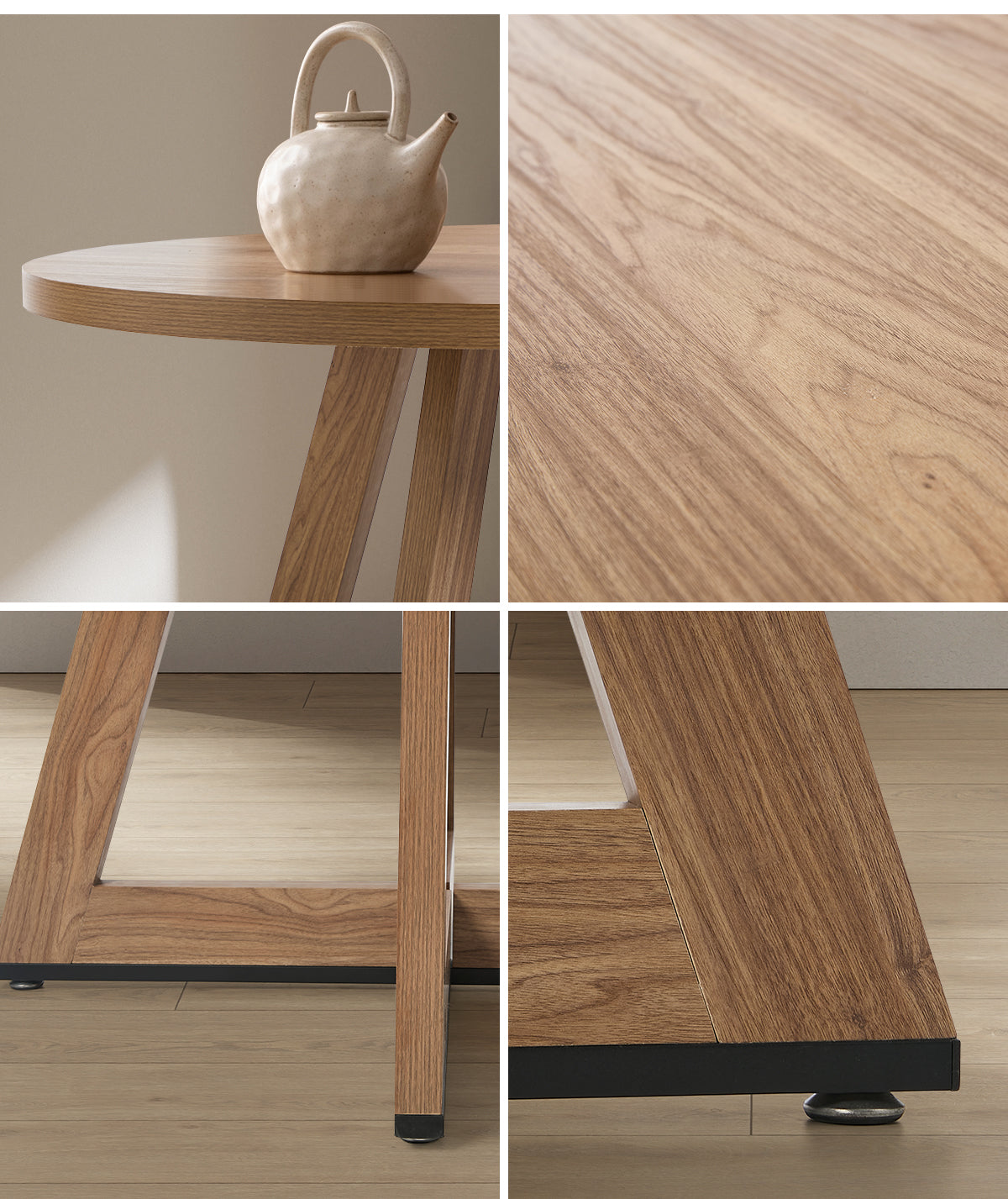 Oikiture 120cm Round Dining Table Wooden Kitchen Furniture - Sunyee