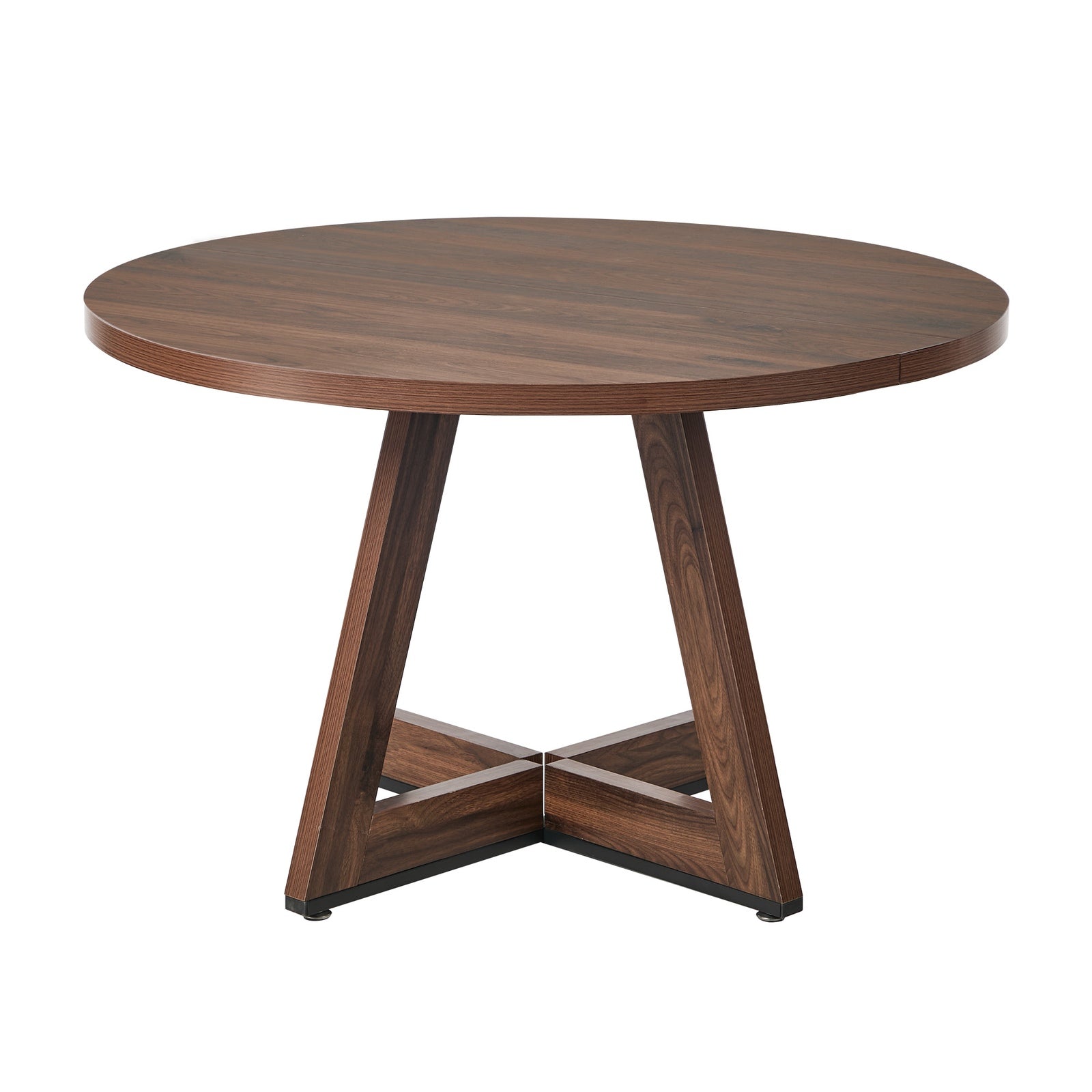 Oikiture 120cm Round Dining Table Wooden Kitchen Furniture Walnut
