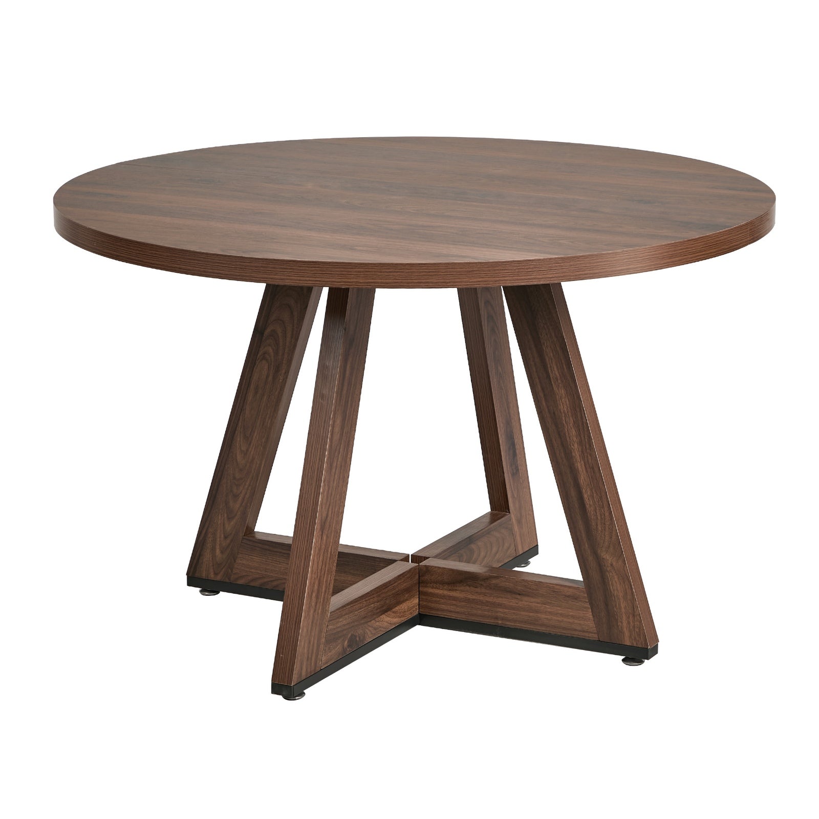 Oikiture 120cm Round Dining Table Wooden Kitchen Furniture Walnut
