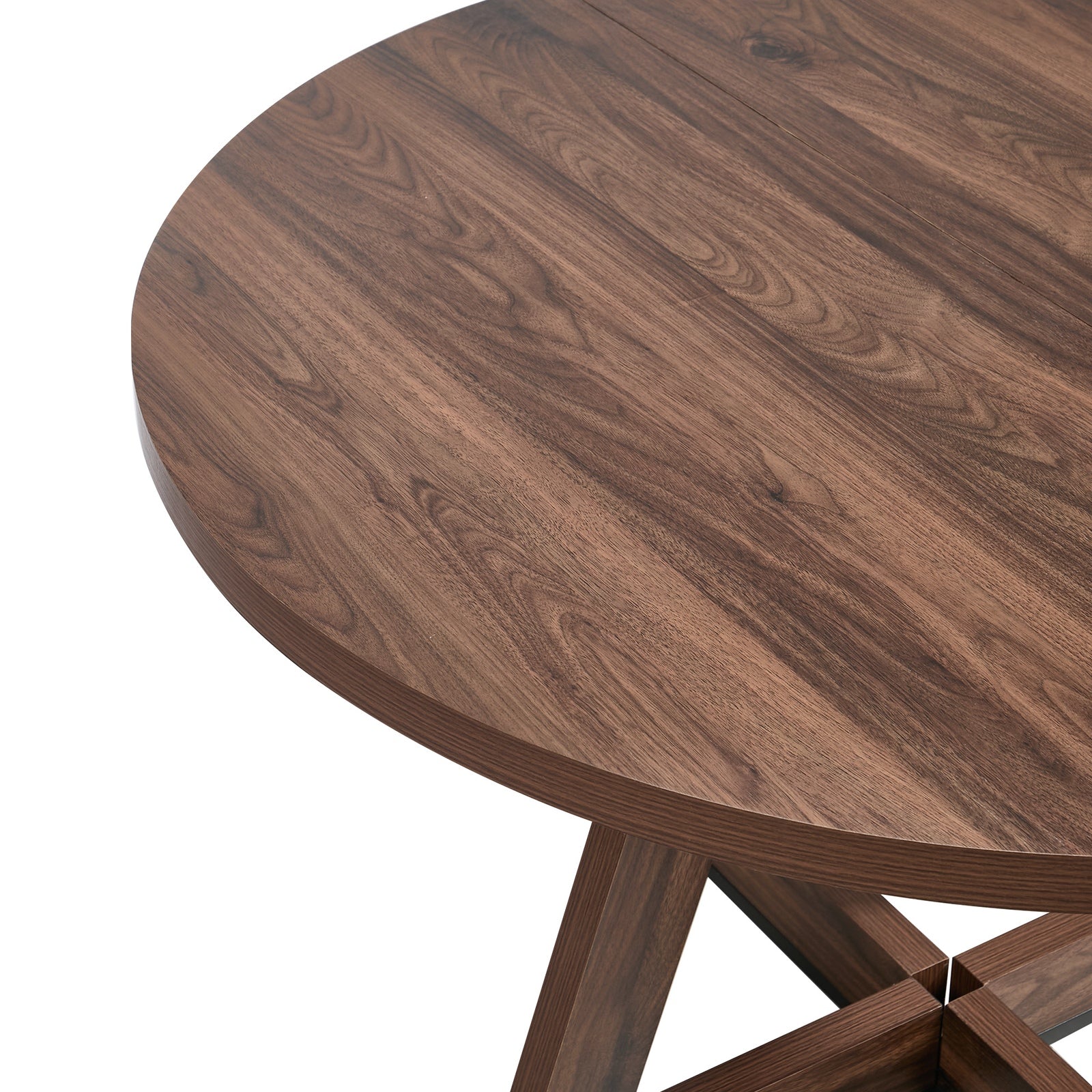 Oikiture 120cm Round Dining Table Wooden Kitchen Furniture Walnut