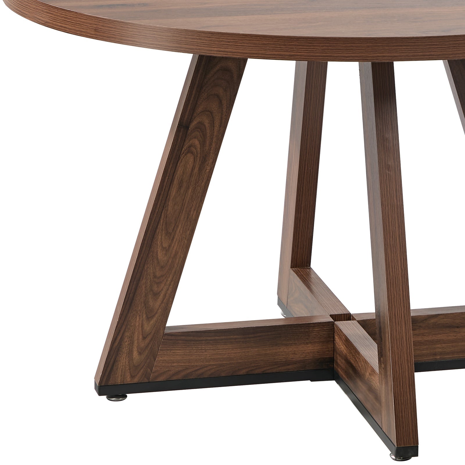Oikiture 120cm Round Dining Table Wooden Kitchen Furniture Walnut