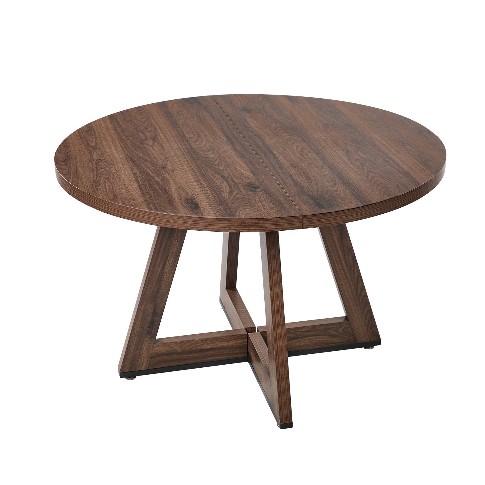 Oikiture 120cm Round Dining Table Wooden Kitchen Furniture Walnut