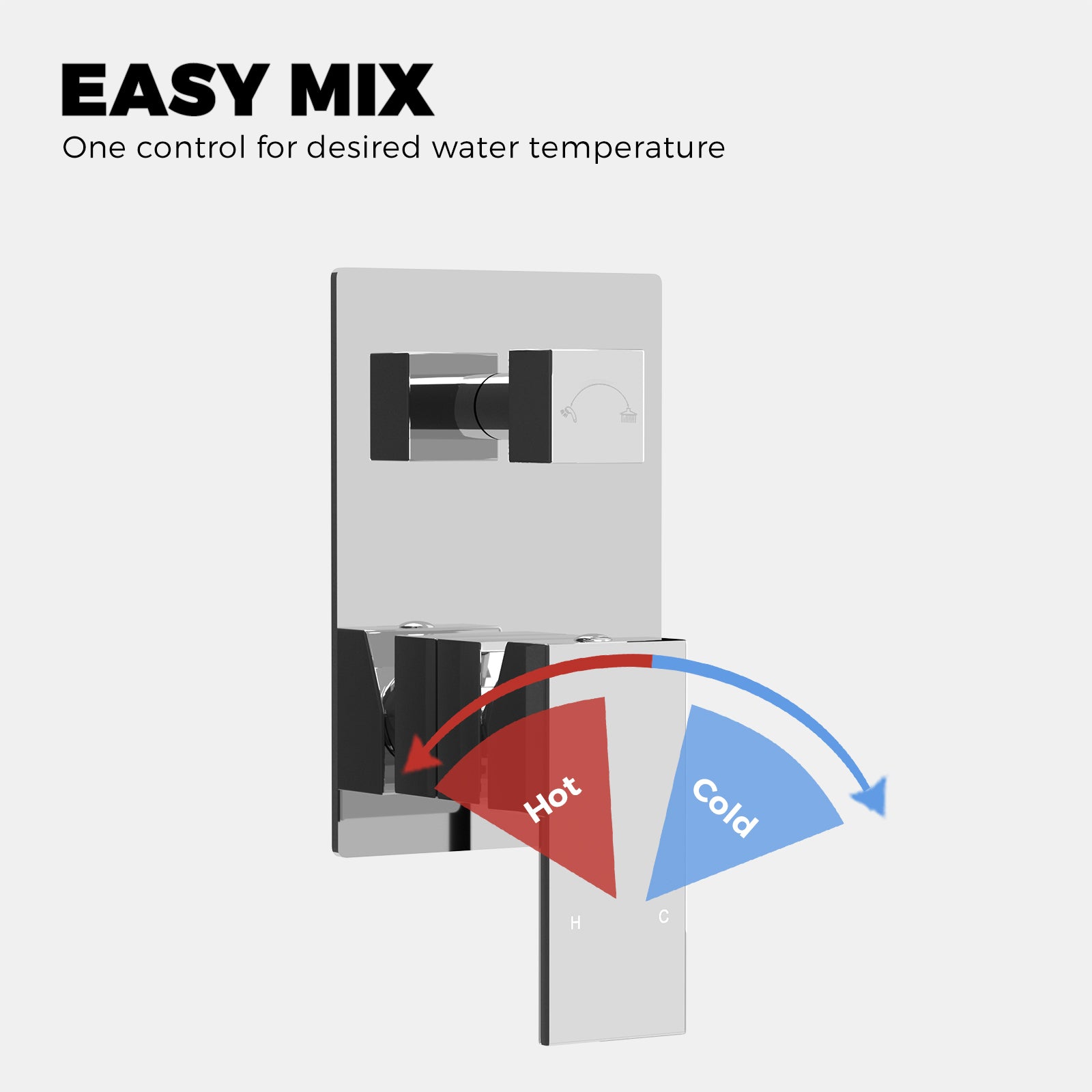 Chrome Watermark Wall Bath Spout Shower Mixer Tap Basin Faucet Valve 2 Modes DIY - Sunyee