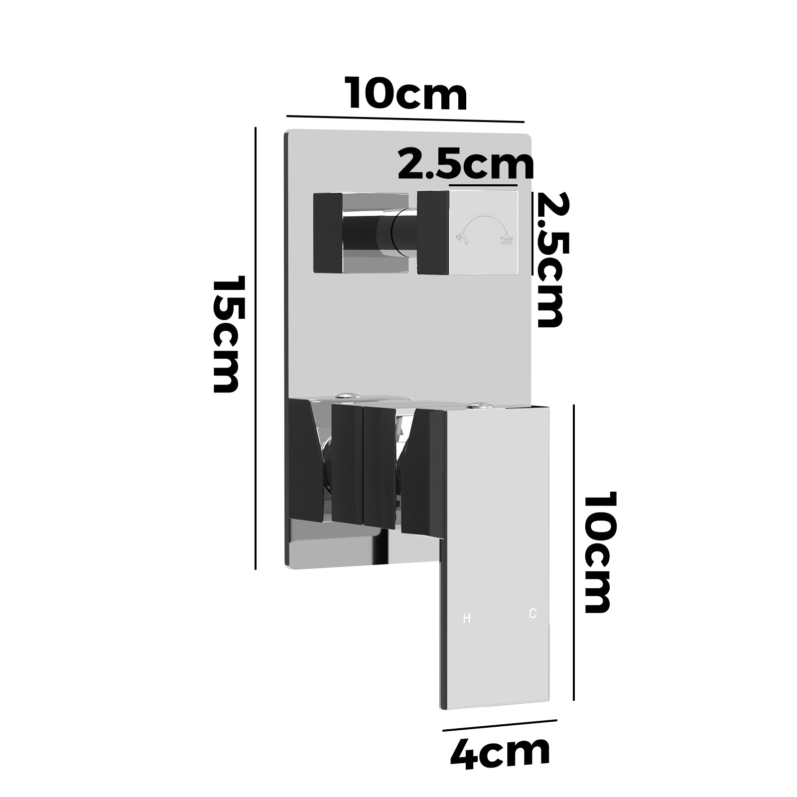 Chrome Watermark Wall Bath Spout Shower Mixer Tap Basin Faucet Valve 2 Modes DIY - Sunyee