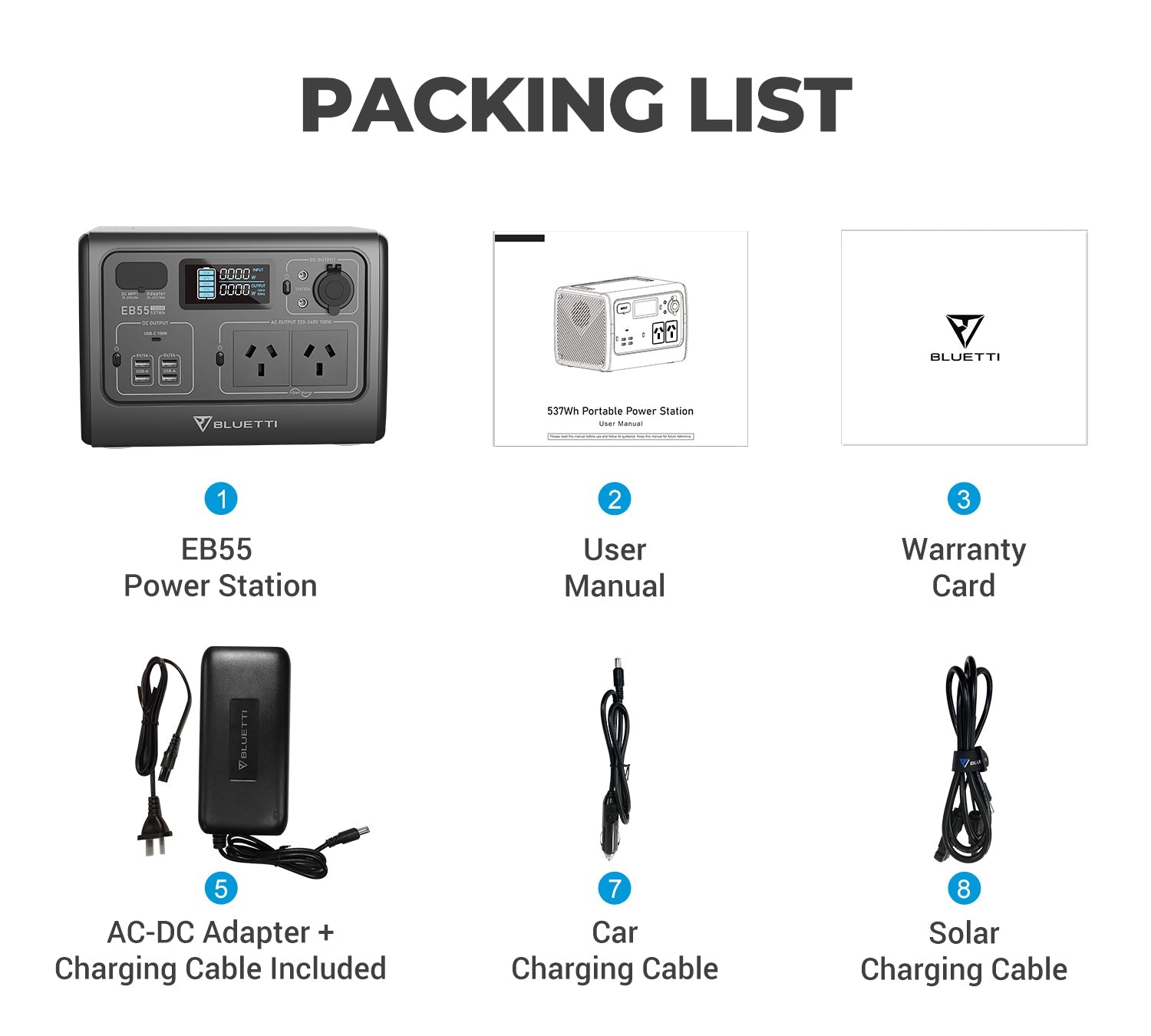 BLUETTI EB55 Portable Power Station | 700W 537Wh Grey - Sunyee