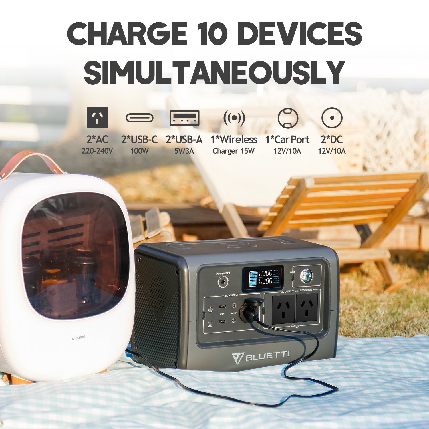 BLUETTI EB70 Portable Power Station | 1000W 716Wh Grey - Sunyee